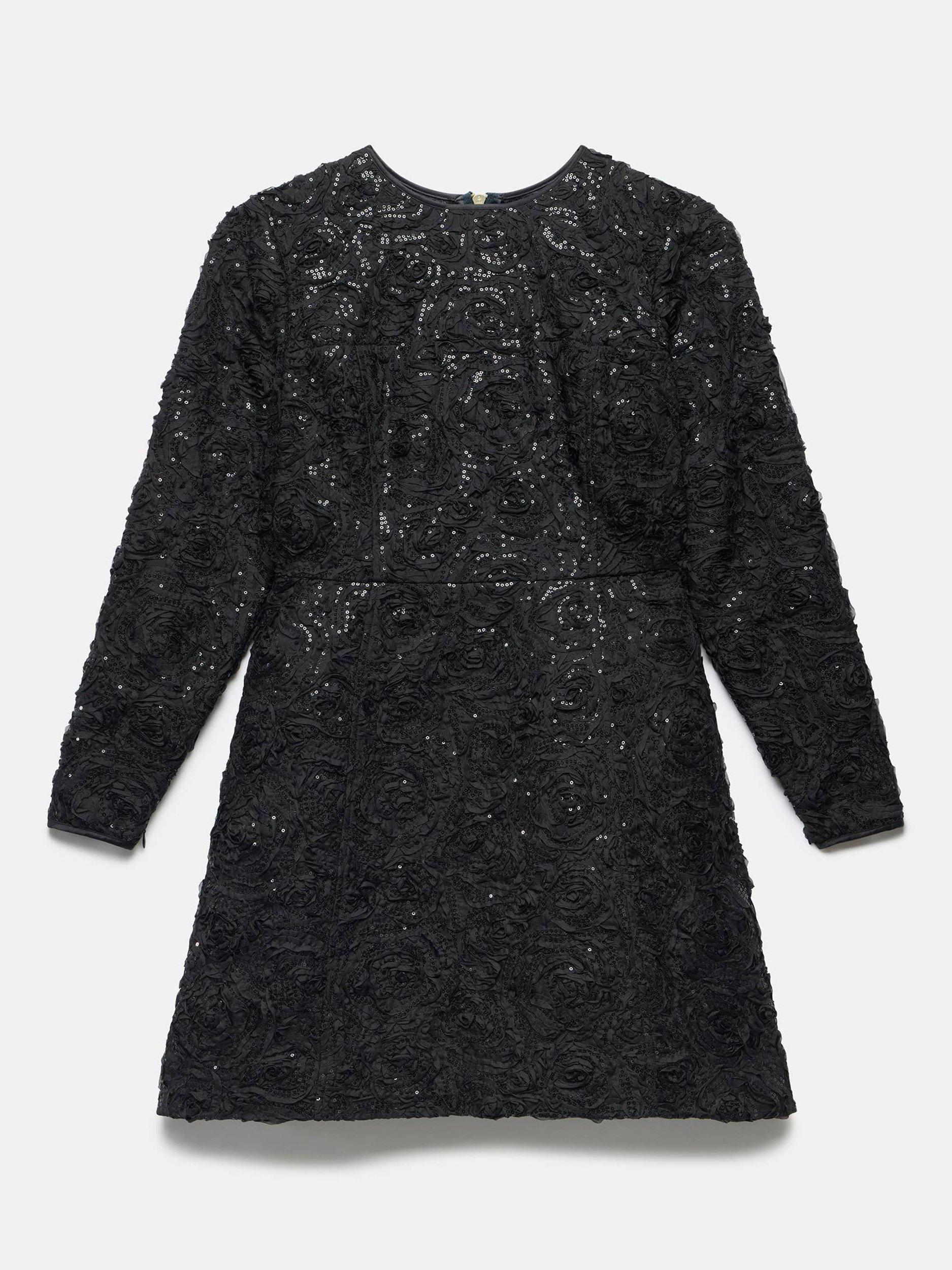 Product image 7 of 8, which shows Mint Velvet Sequin Applique Mini Dress, Black, 14