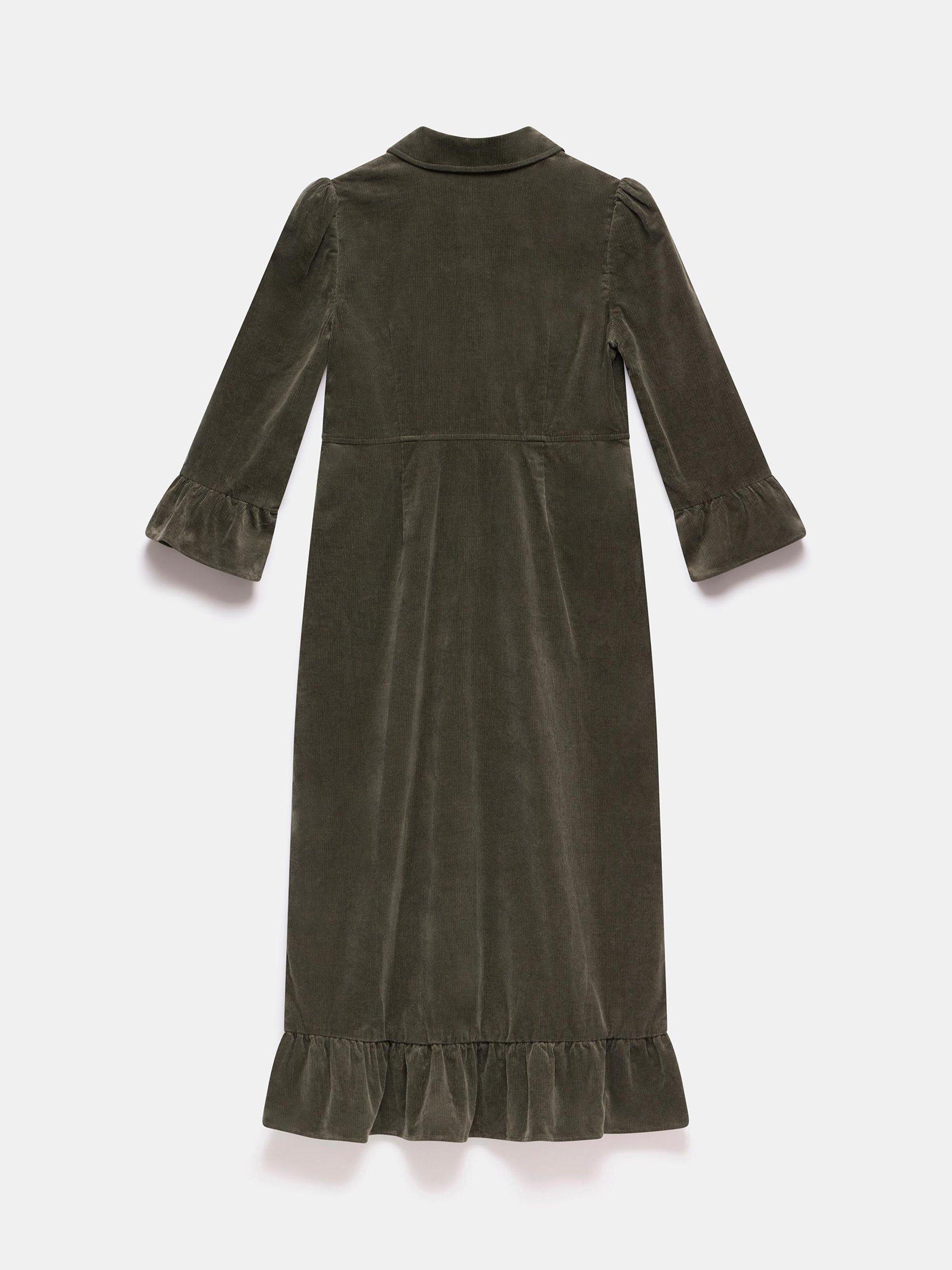 olive green corduroy dress Evelyn Cord Shift Dress-Green Fir main image 1