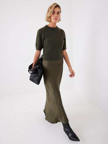 Mint Velvet Layered Jumper Midi Dress, Green Khaki - view 2, Green Khaki