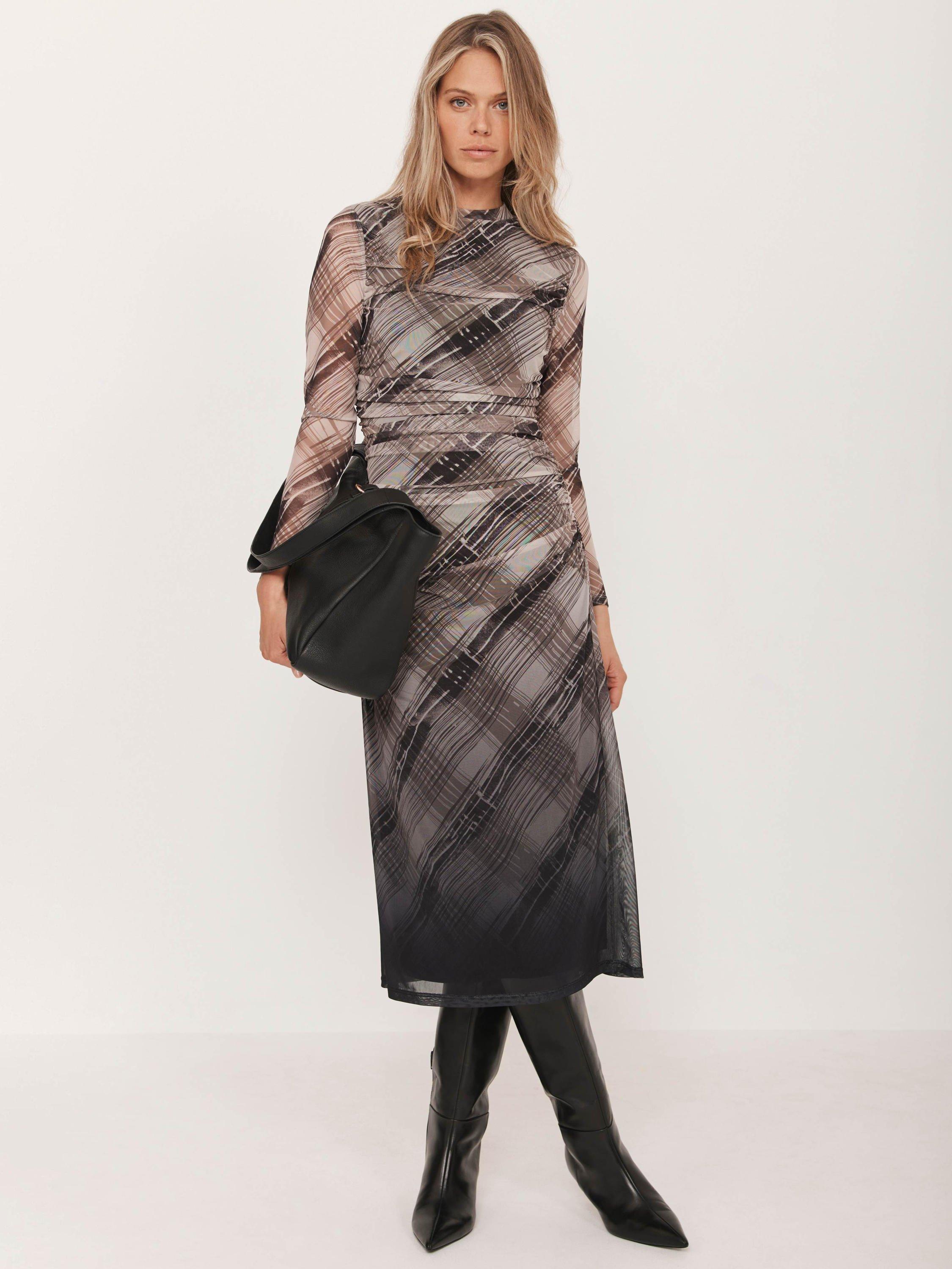 Product image 1 of 7, which shows Mint Velvet Check Ombre Midi Dress, Brown/Multi, XS