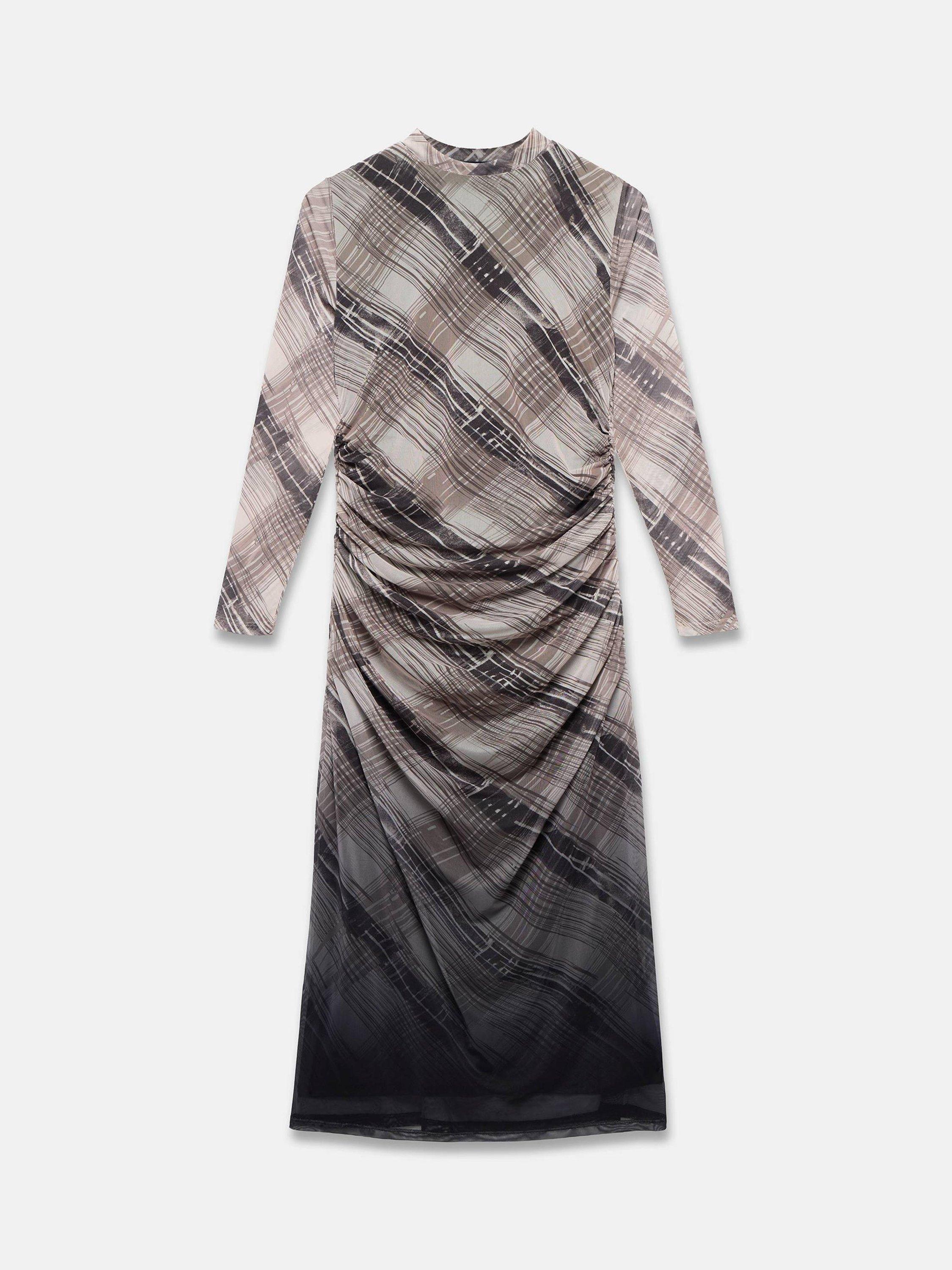 Product image 6 of 7, which shows Mint Velvet Check Ombre Midi Dress, Brown/Multi, XS