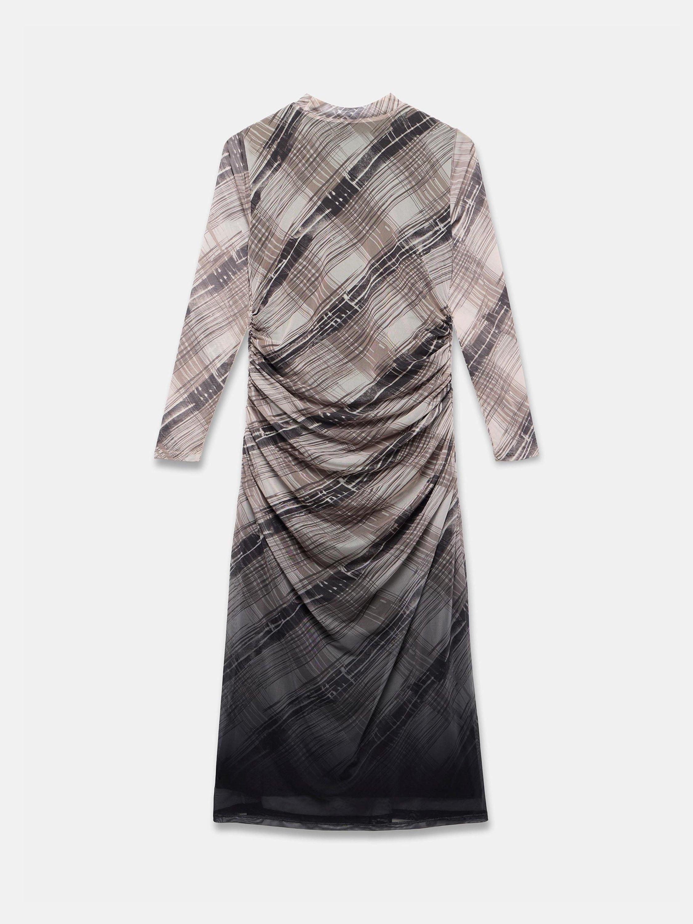 Product image 7 of 7, which shows Mint Velvet Check Ombre Midi Dress, Brown/Multi, XS