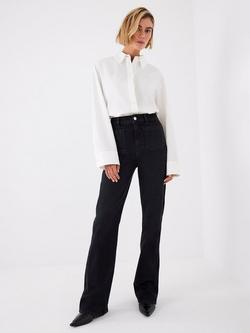 Mint Velvet Detail Flared Jeans, Black, Black