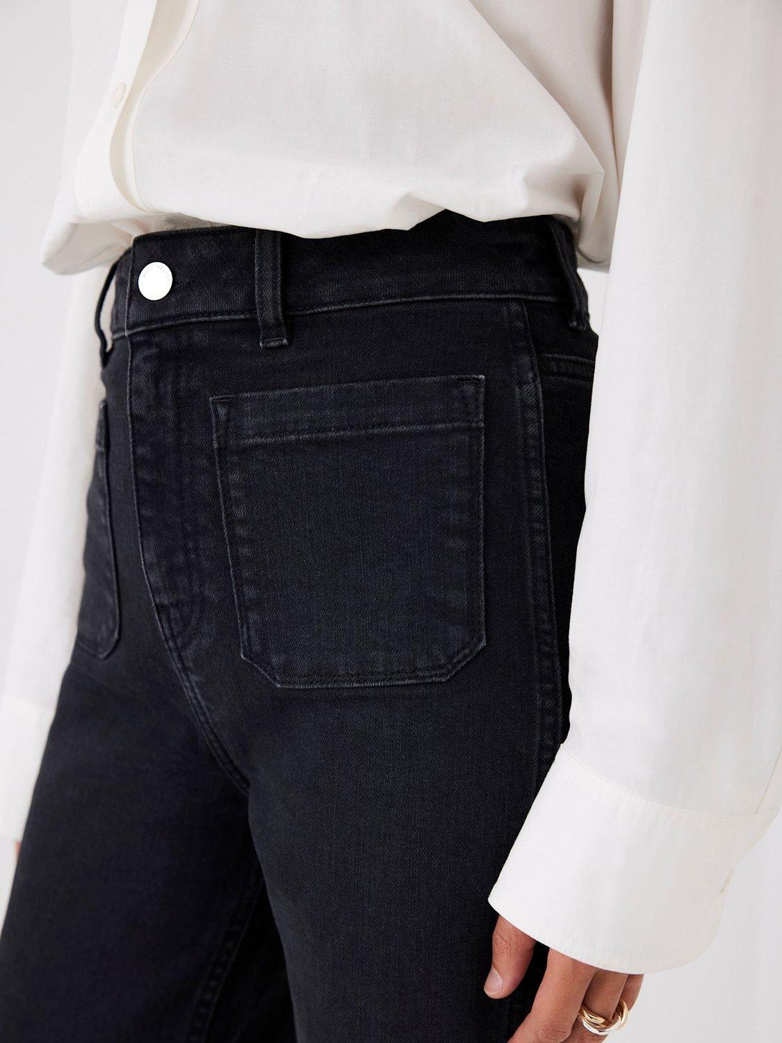 Product image 4 of 7, which shows Mint Velvet Detail Flared Jeans, Black, 10R