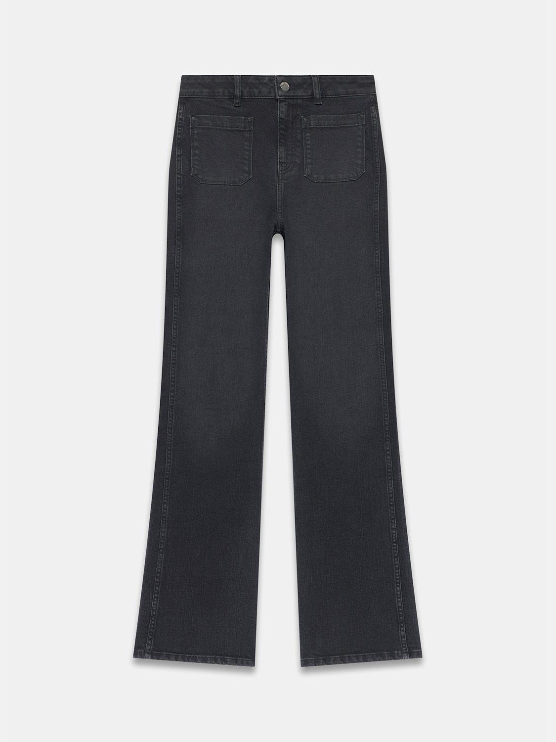 Product image 6 of 7, which shows Mint Velvet Detail Flared Jeans, Black, 10R