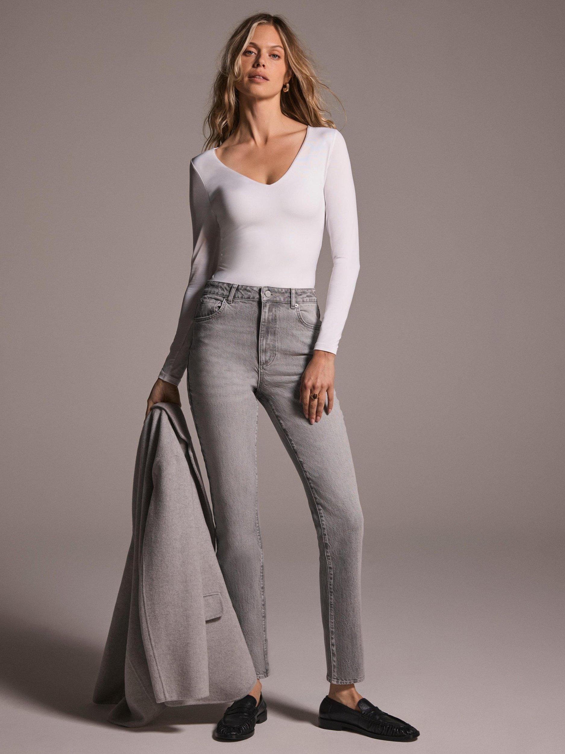 Product image 1 of 6, which shows Mint Velvet Mid Rise Slim Jeans, Grey, 8R