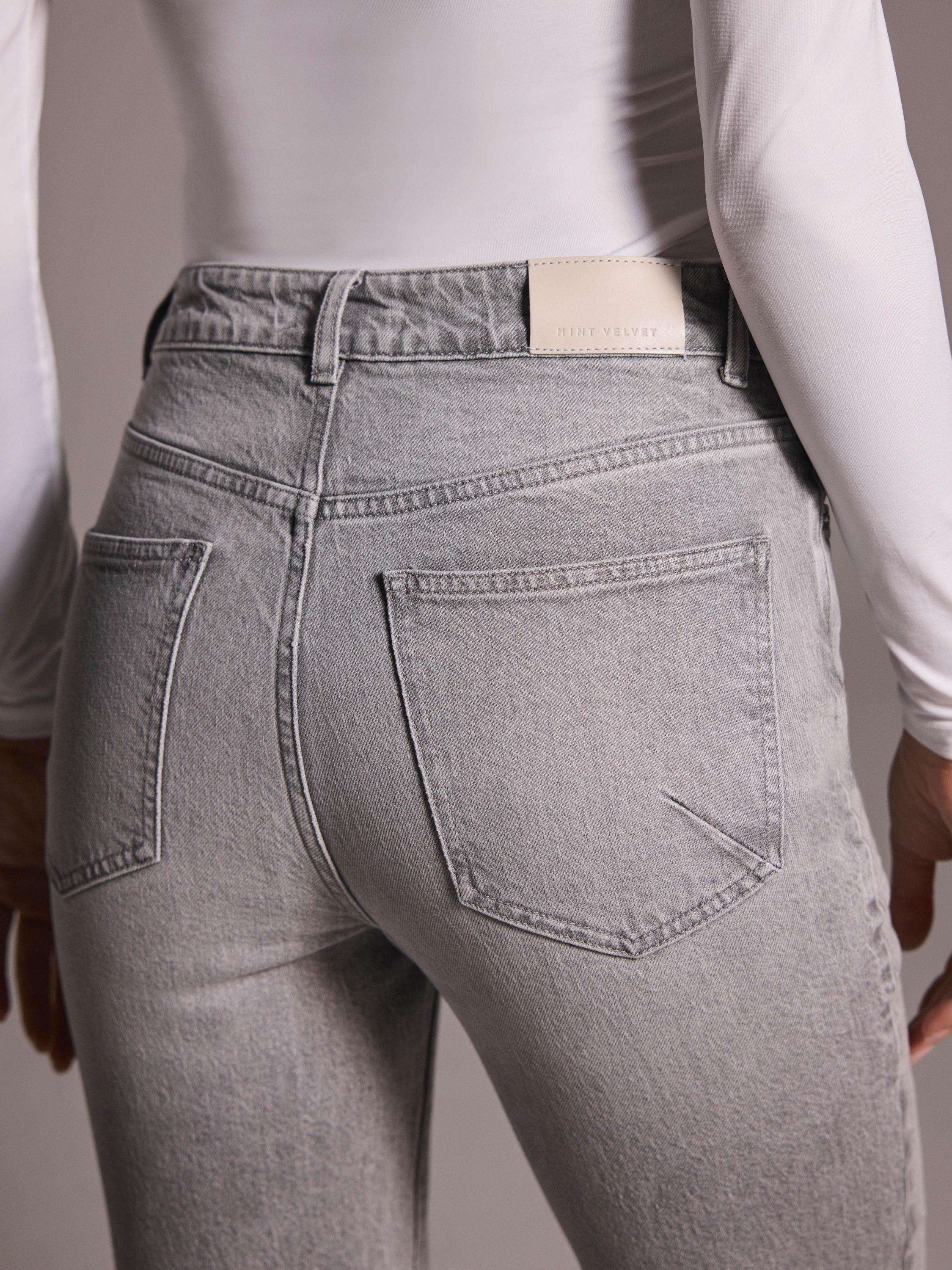 Product image 2 of 6, which shows Mint Velvet Mid Rise Slim Jeans, Grey, 8R