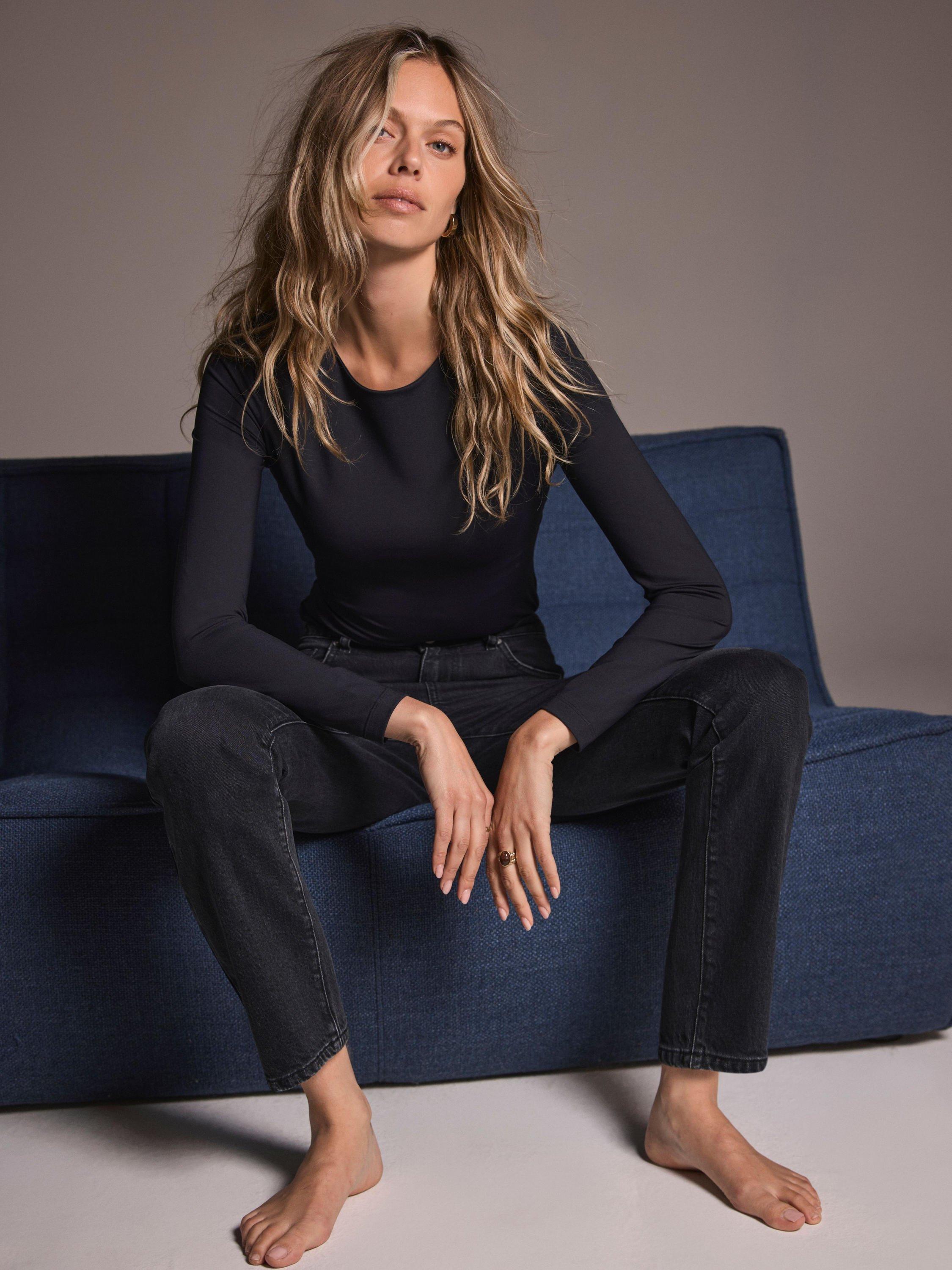 Product image 3 of 8, which shows Mint Velvet High Rise Slim Jeans, Black, 10R