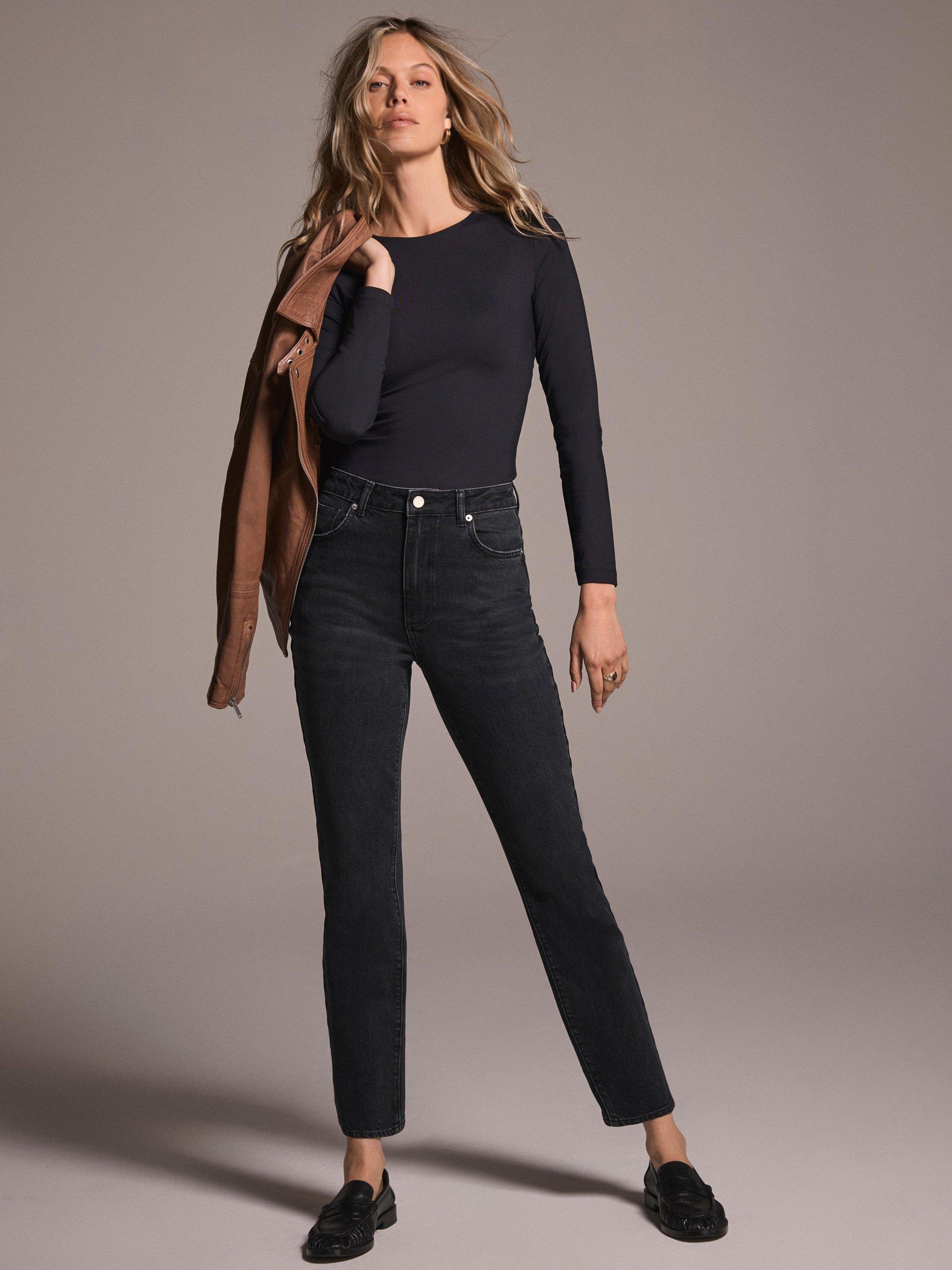Product image 6 of 8, which shows Mint Velvet High Rise Slim Jeans, Black, 10R