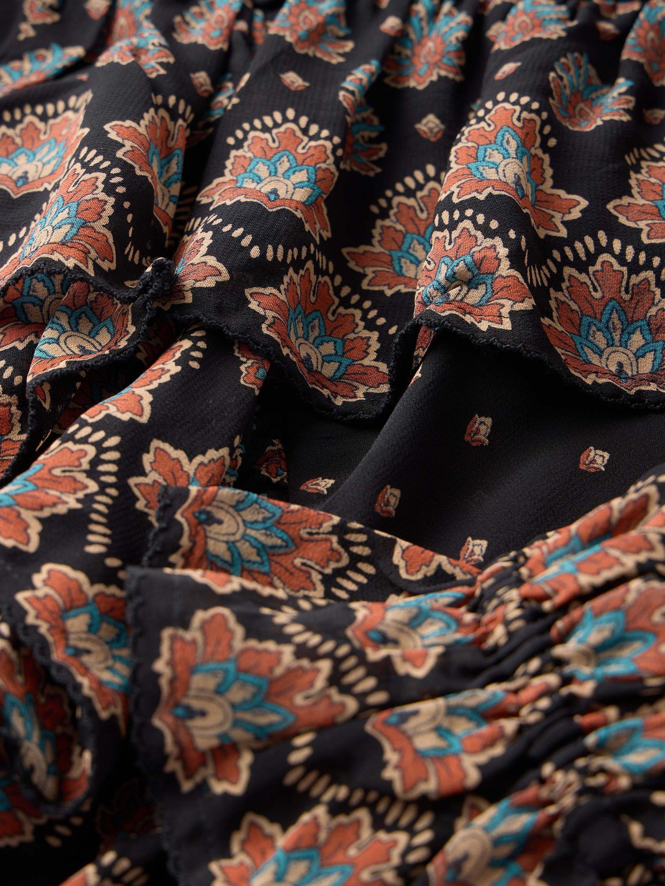 Product image 7 of 7, which shows Mint Velvet Abstract Paisley Ruffle Blouse, Black/Multi, XS