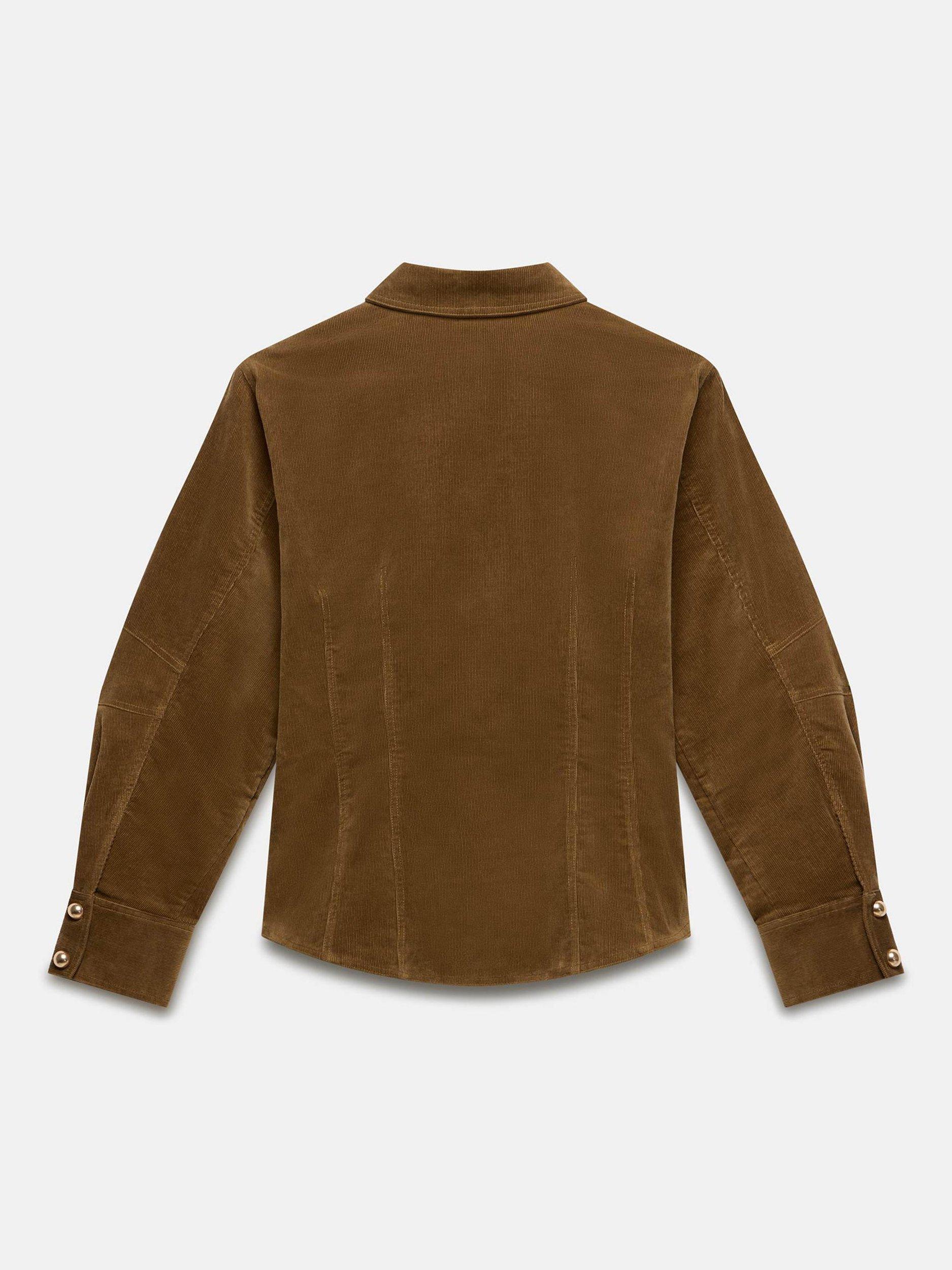 Product image 6 of 7, which shows Mint Velvet Fitted Corduroy Shirt, Brown, 10