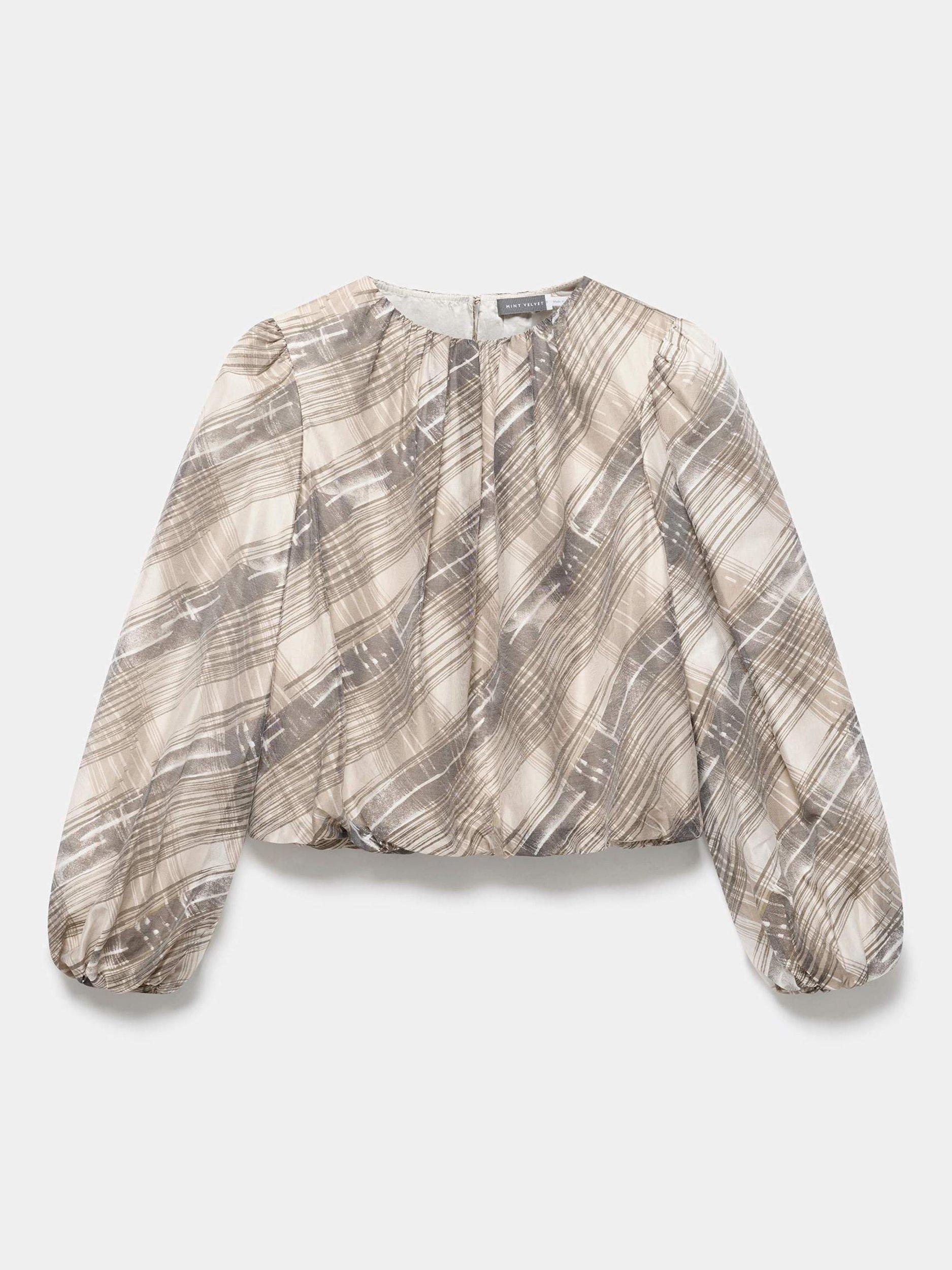 Product image 7 of 8, which shows Mint Velvet Check Print Blouse, Brown/Multi, XS
