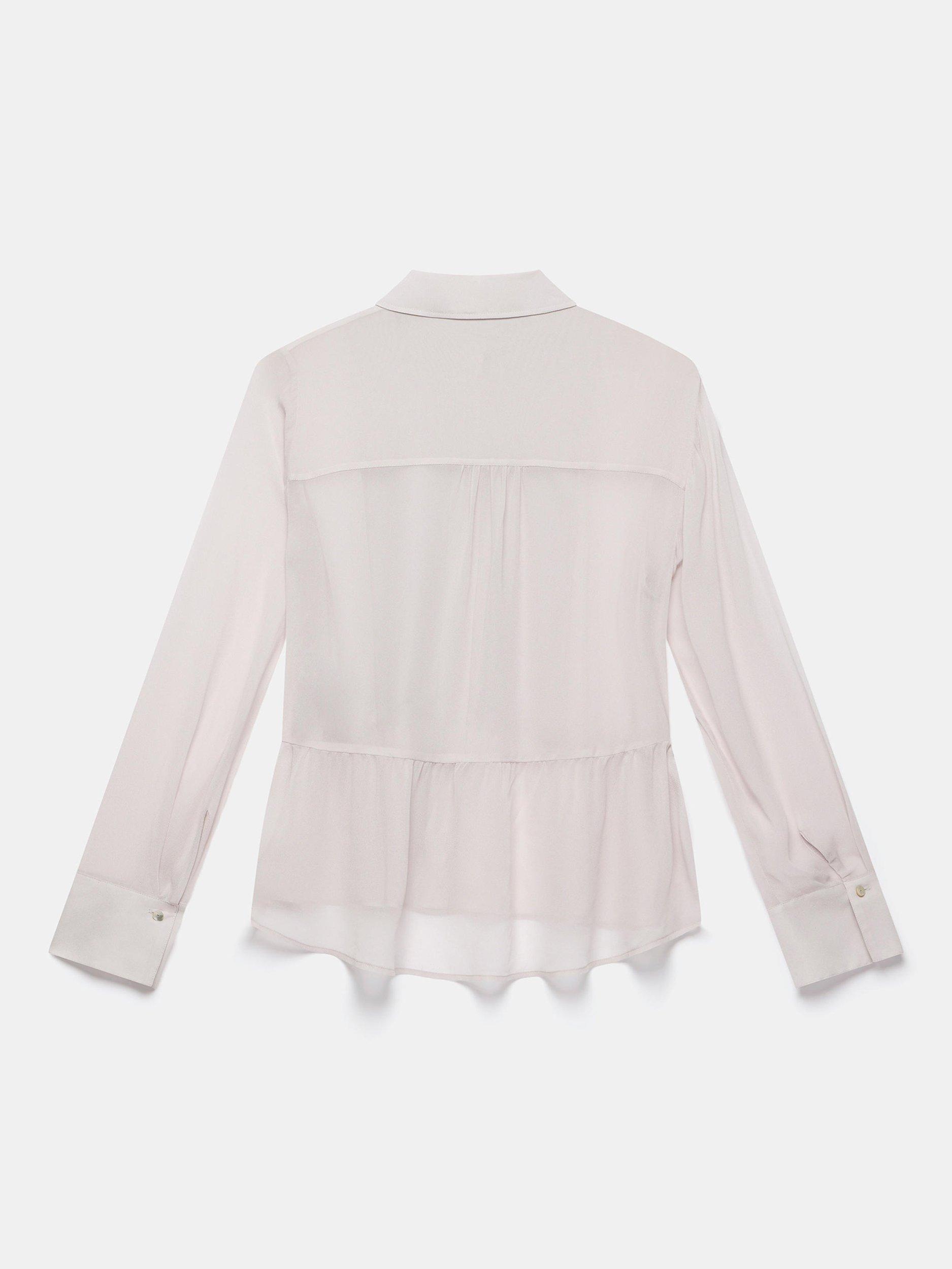 Product image 7 of 7, which shows Mint Velvet Sheer Satin Panel Shirt, Natural, M