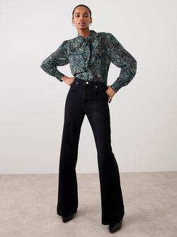 Mint Velvet Floral Tie Neck Blouse, Green/Multi, Green/Multi