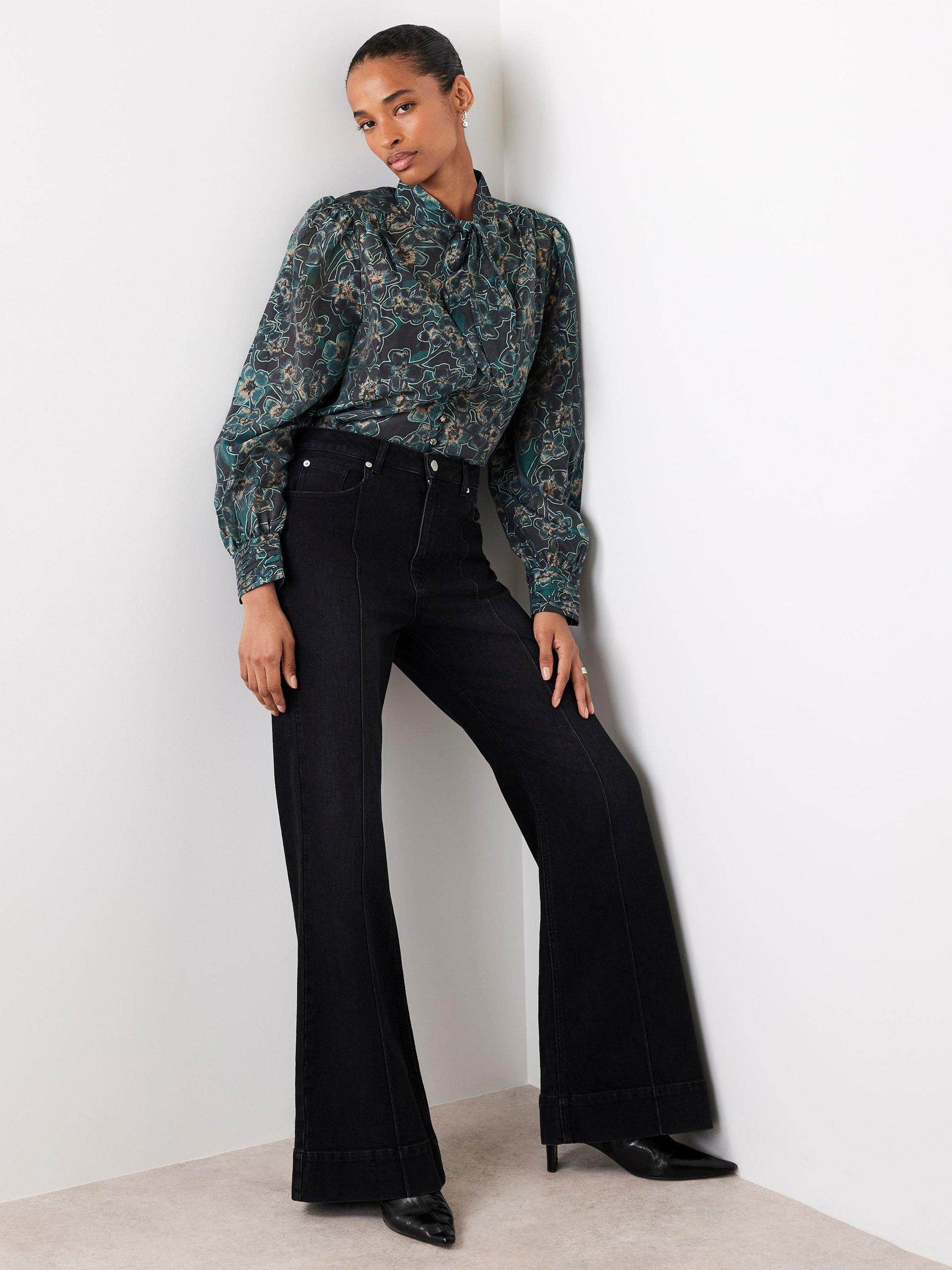Product image 2 of 7, which shows Mint Velvet Floral Tie Neck Blouse, Green/Multi, M