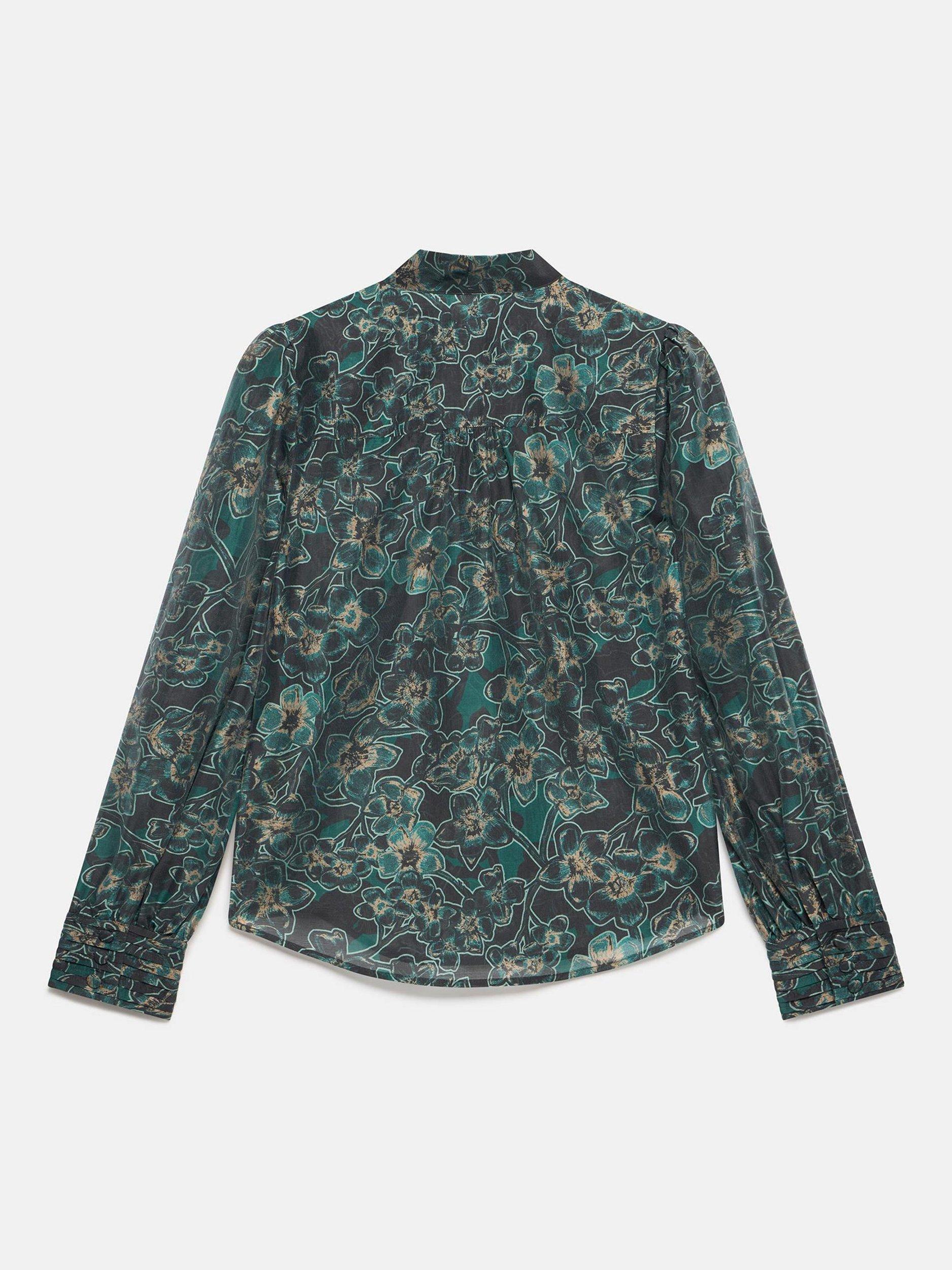 Product image 6 of 7, which shows Mint Velvet Floral Tie Neck Blouse, Green/Multi, M