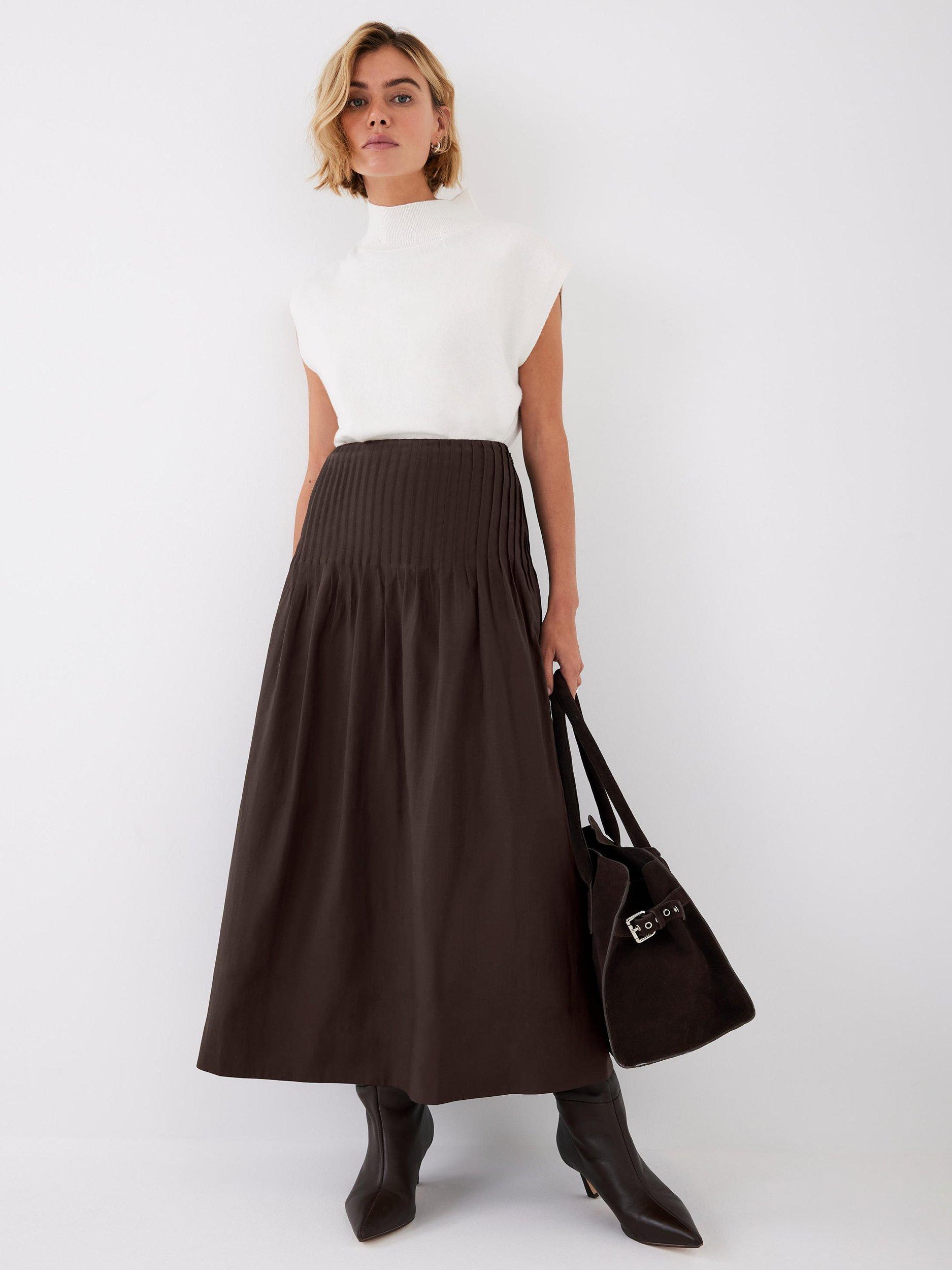Mint Velvet Full Maxi Skirt, Brown