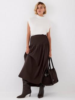 Mint Velvet Full Maxi Skirt, Brown - view 2, Brown