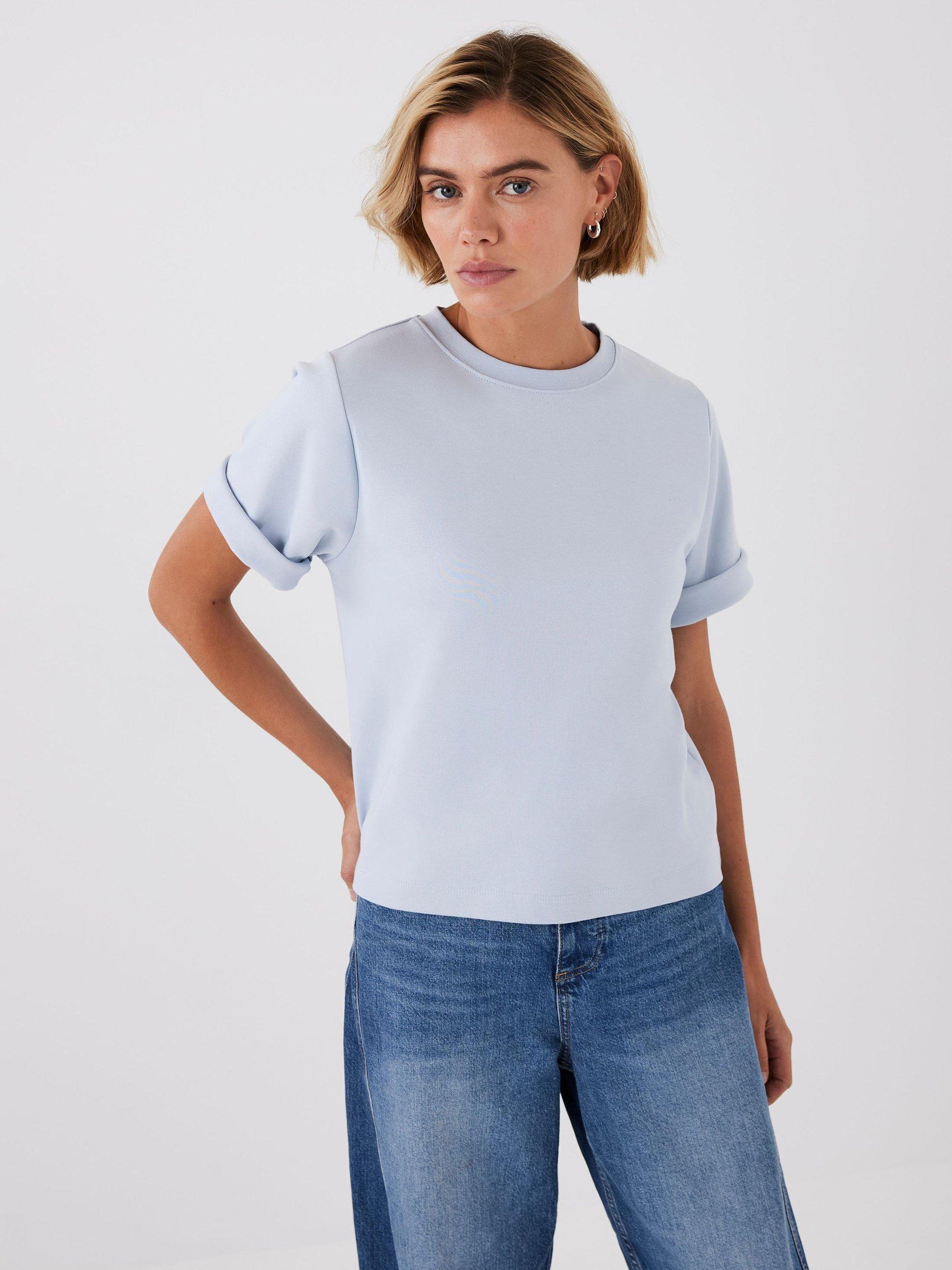 Product image 3 of 7, which shows Mint Velvet Crew Neck T-Shirt, Pale Blue, XS