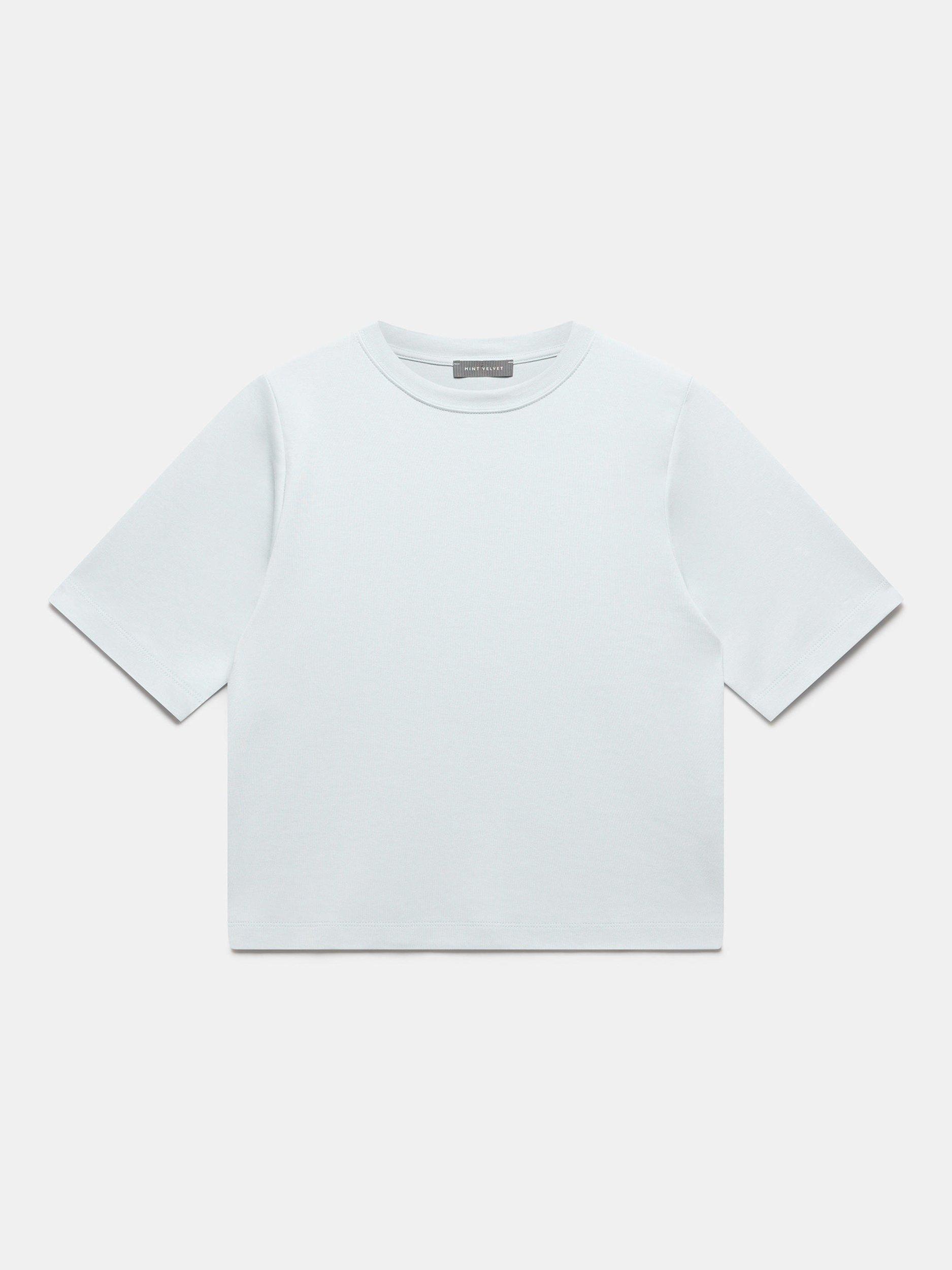 Product image 6 of 7, which shows Mint Velvet Crew Neck T-Shirt, Pale Blue, XS