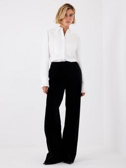 Mint Velvet Velvet Wide Leg Trousers, Black - view 2, Black