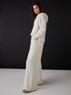 Mint Velvet Knitted Wide Leg Joggers, White Ivory - view 2, White Ivory