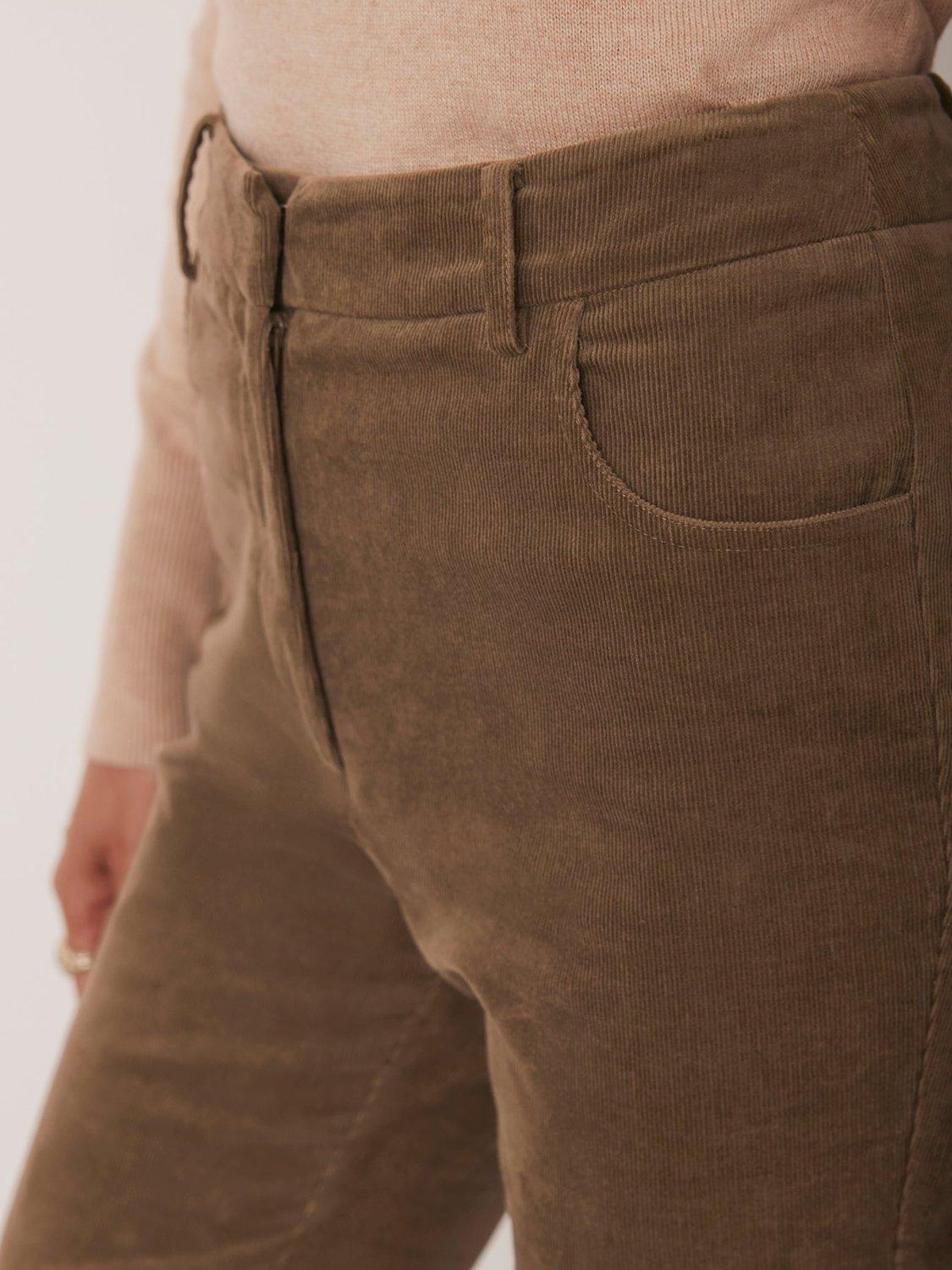 Product image 4 of 8, which shows Mint Velvet Flared Corduroy Trousers, Brown Multi Brown, 12R