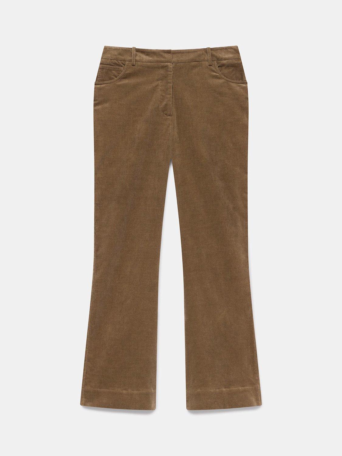 Product image 6 of 8, which shows Mint Velvet Flared Corduroy Trousers, Brown Multi Brown, 12R