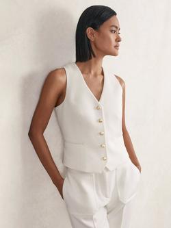 Reiss Lily Tailored Waistcoat, White, White
