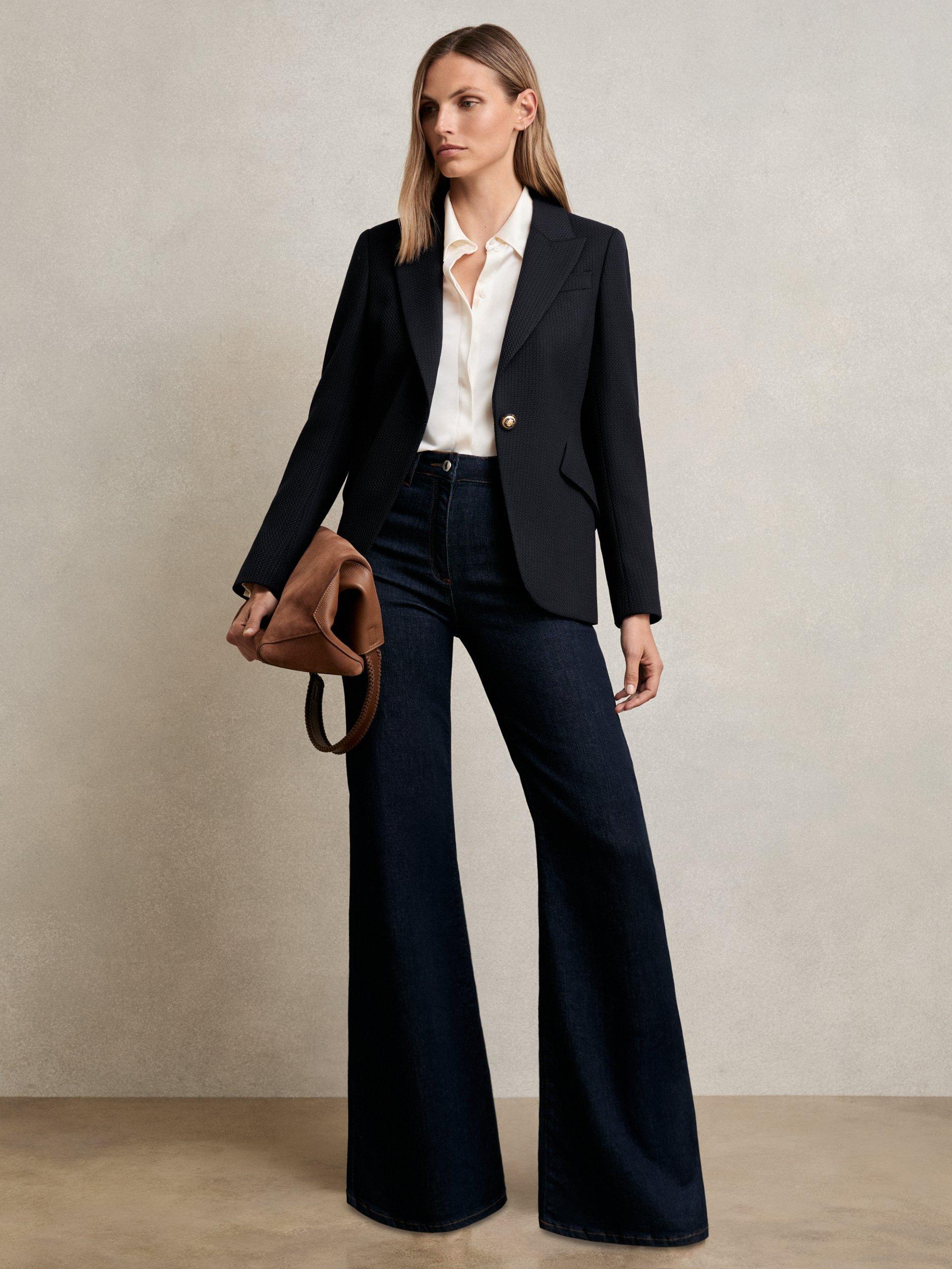 Product image 1 of 5, which shows Reiss Wynn Wool Blend Jacket, Navy, 6