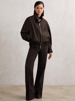 Reiss Elodie Pure Wool Jacket, Chocolate Brown, Chocolate Brown