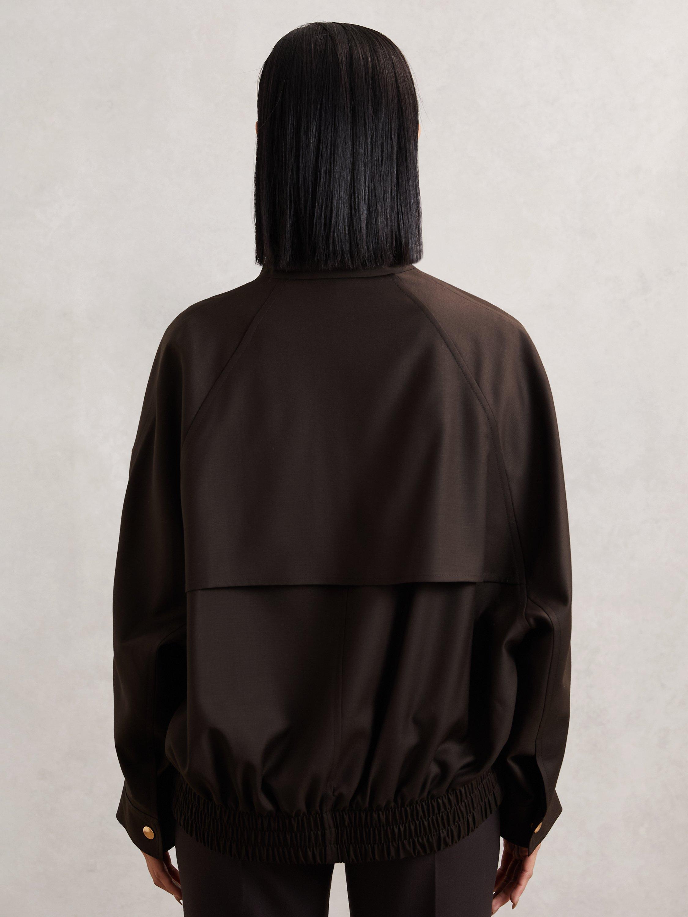 Product image 2 of 5, which shows Reiss Elodie Pure Wool Jacket, Chocolate Brown, S