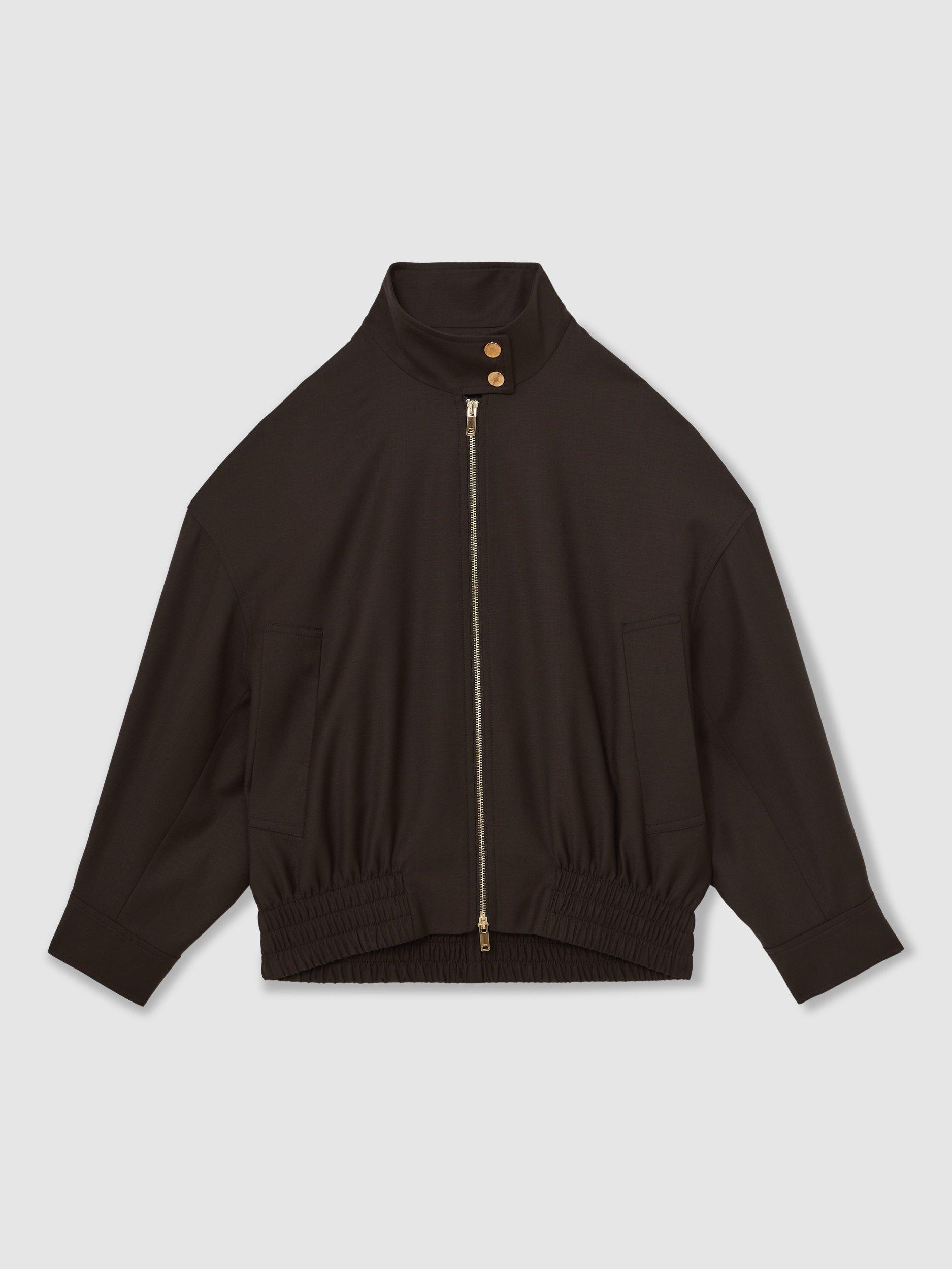 Product image 3 of 5, which shows Reiss Elodie Pure Wool Jacket, Chocolate Brown, S