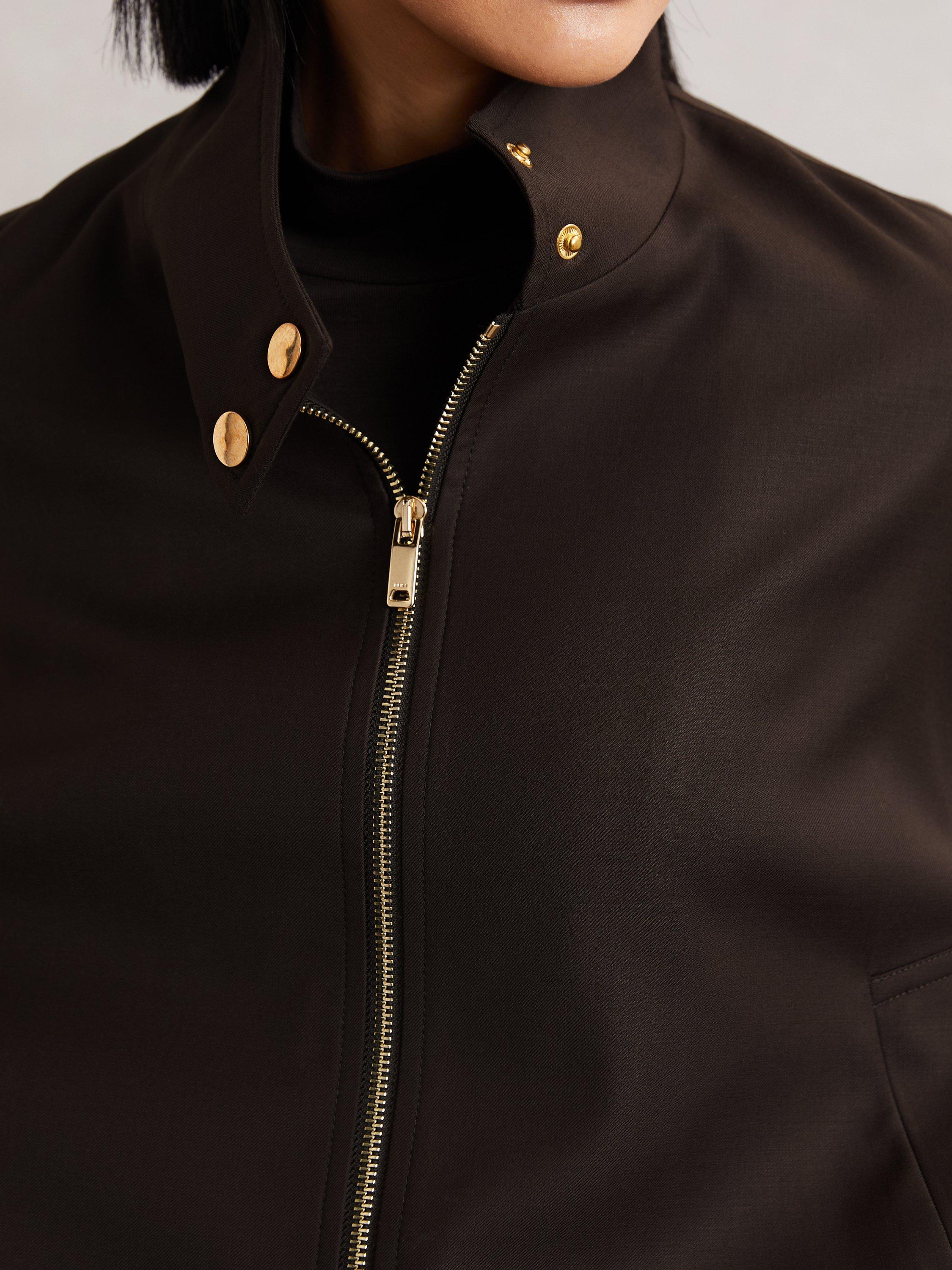 Product image 4 of 5, which shows Reiss Elodie Pure Wool Jacket, Chocolate Brown, S