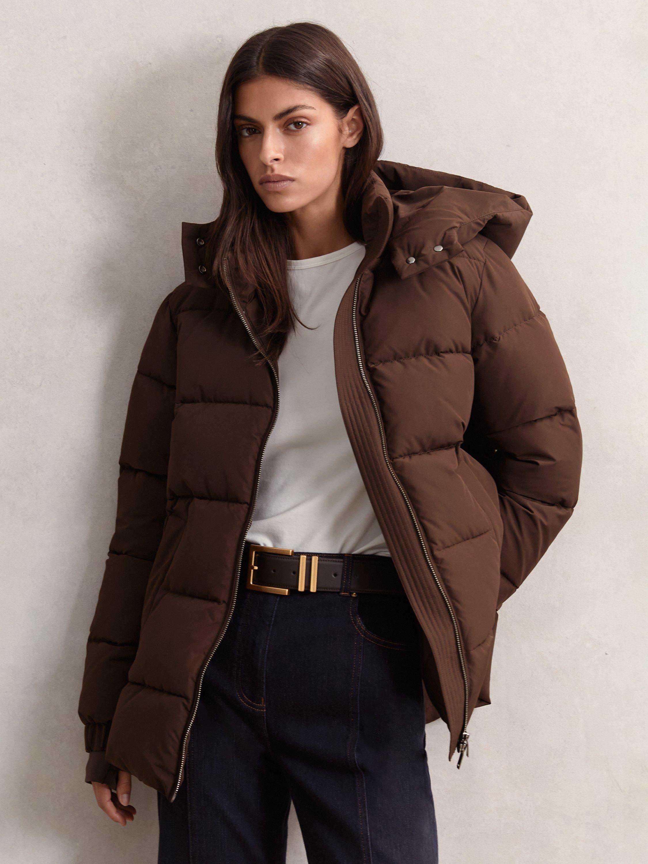 Reiss Fee Padded Jacket, Chocolate Brown