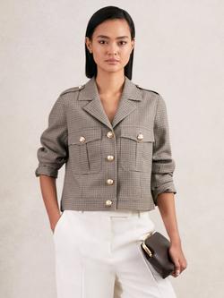 Reiss Jaque Check Pure Wool Jacket, Neutral Check, Neutral Check
