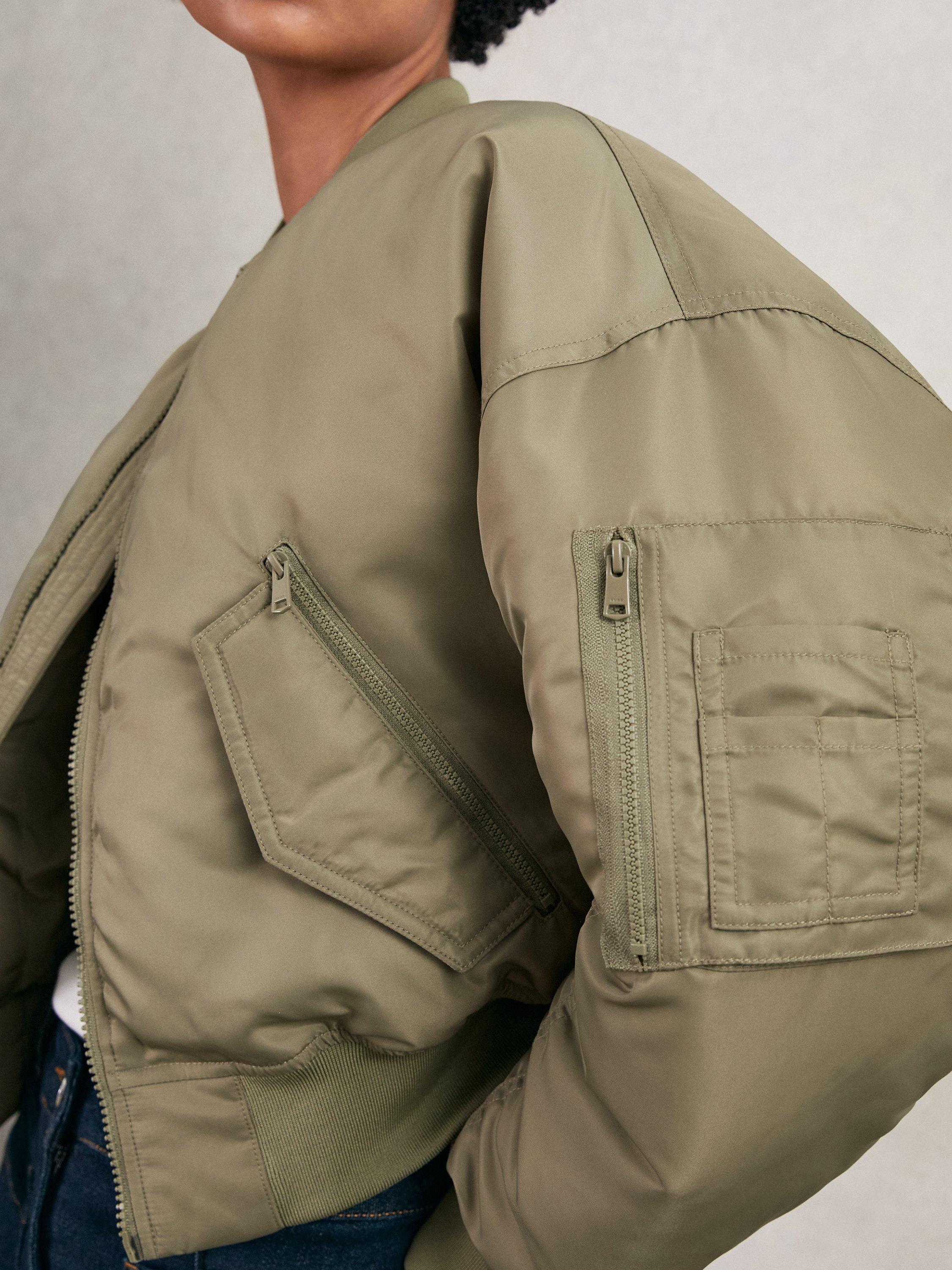 Product image 5 of 5, which shows Reiss Juniper Bomber Jacket, Khaki, 8