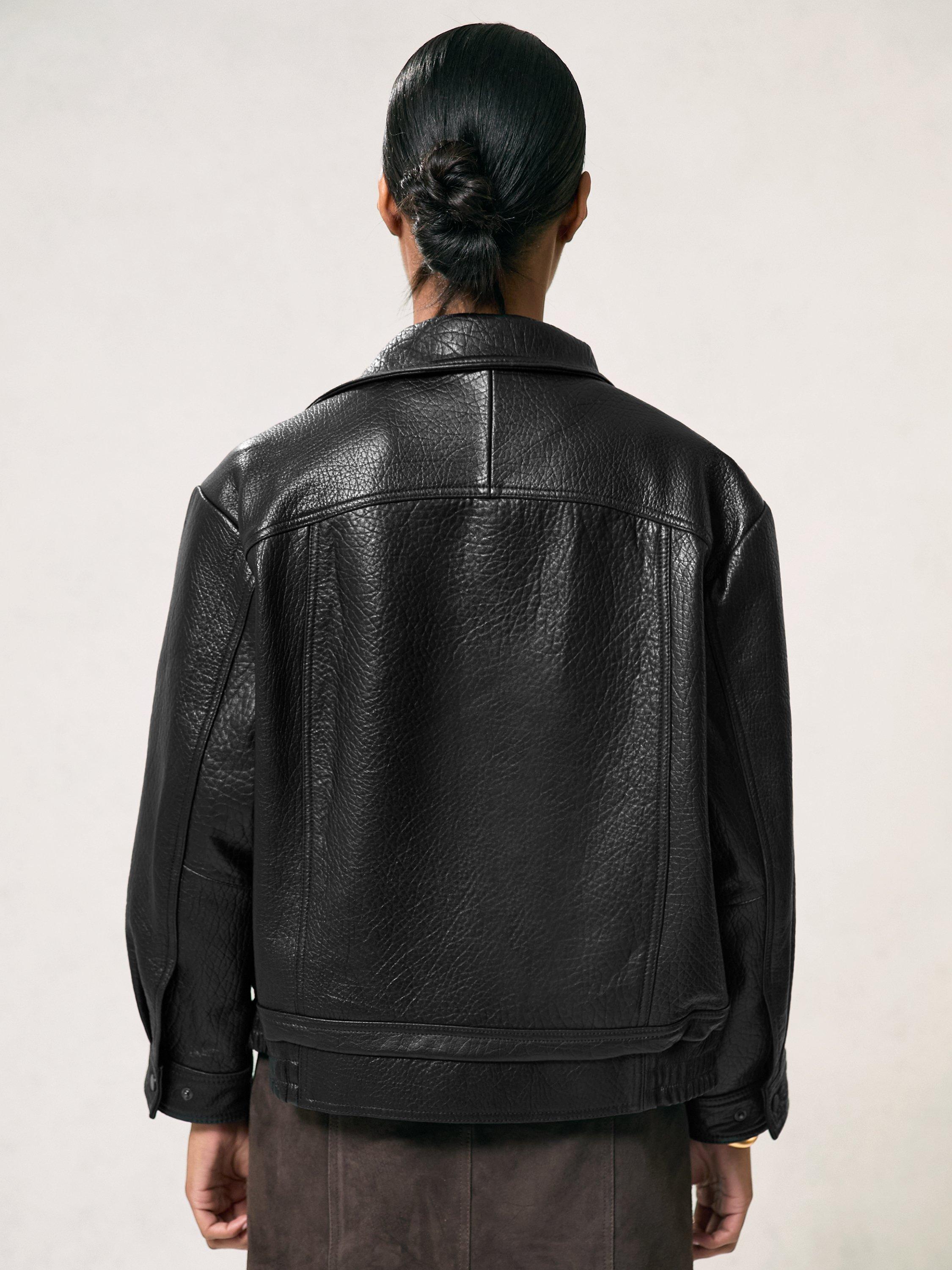 Product image 3 of 5, which shows Reiss Kiara Pure Leather Jacket, Black, 6