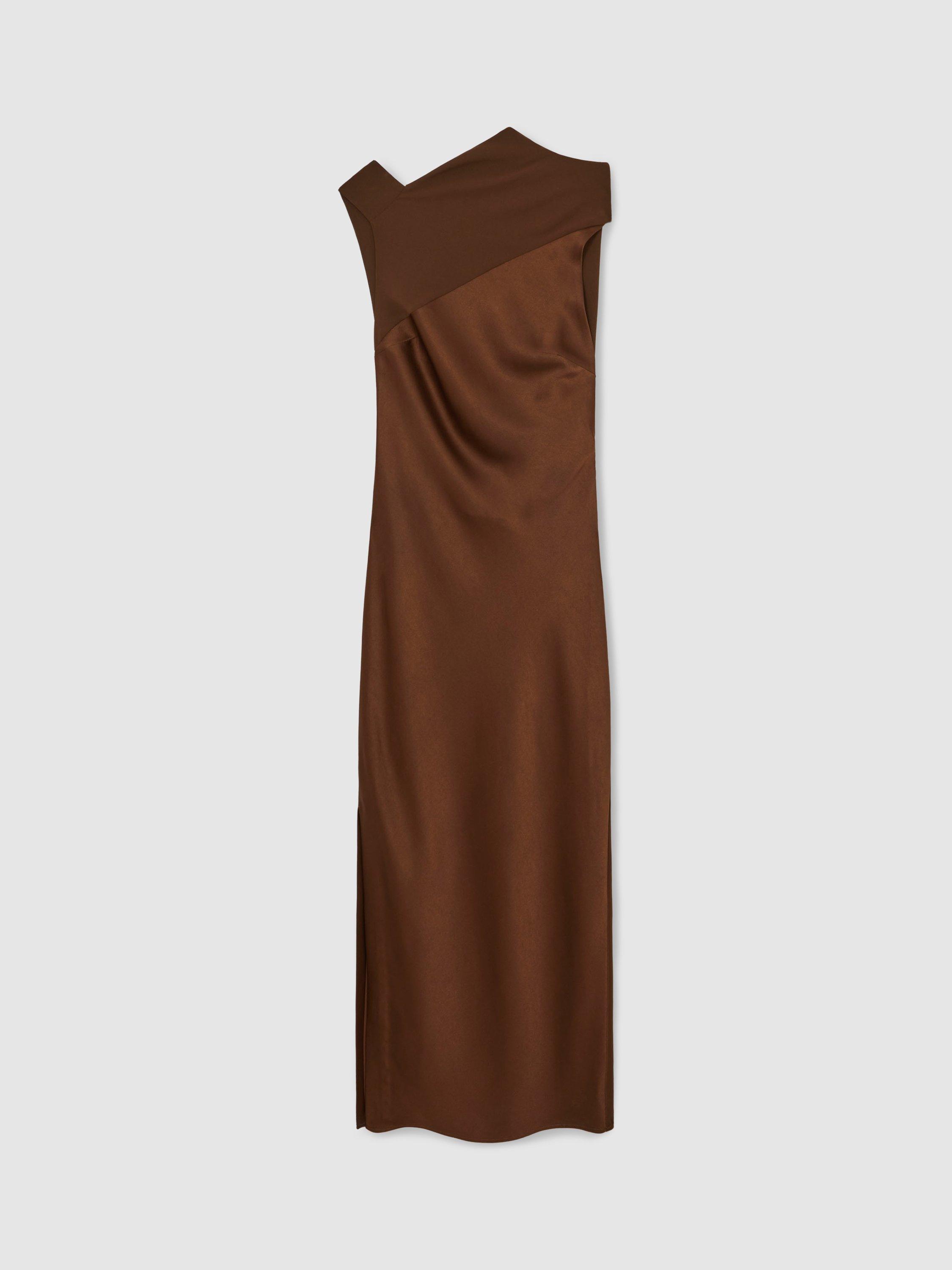 Product image 3 of 5, which shows Reiss Alula Tie Back Maxi Dress, Bronze, 10
