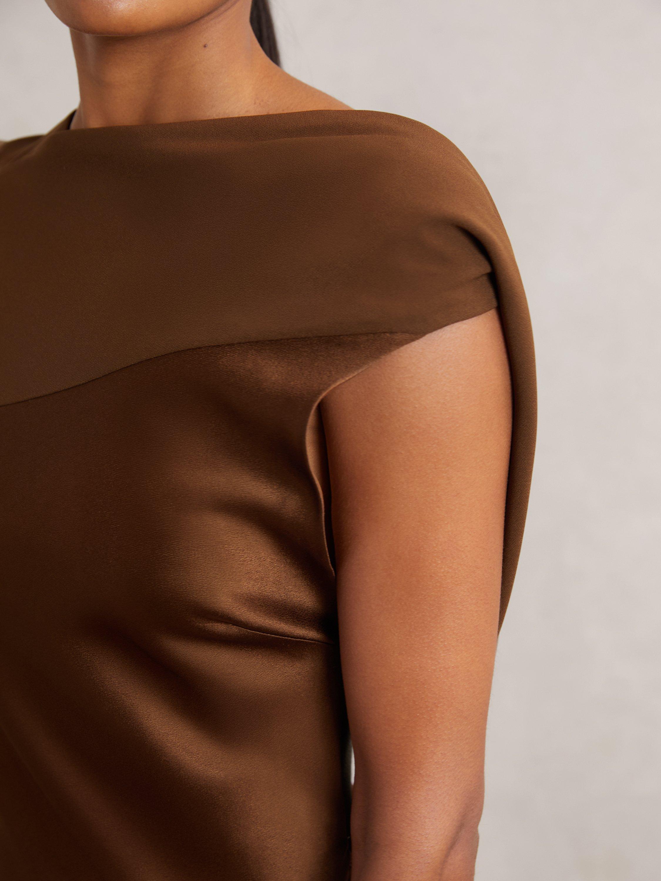 Product image 5 of 5, which shows Reiss Alula Tie Back Maxi Dress, Bronze, 10