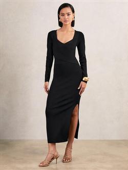 Reiss Sophia Bodycon Midi Dress, Black, Black