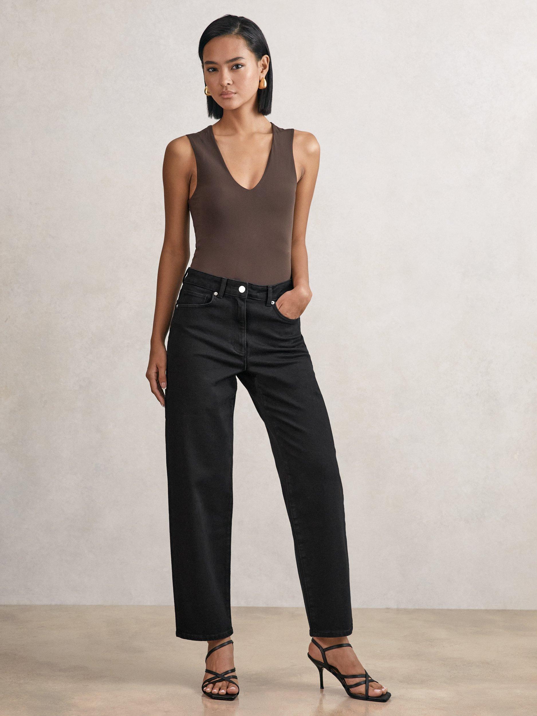 Product image 1 of 5, which shows Reiss Selin Straight Jeans, Black, 34R