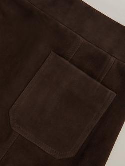 Reiss Vida Pure Suede Mini Skirt, Chocolate Brown - view 2, Chocolate Brown