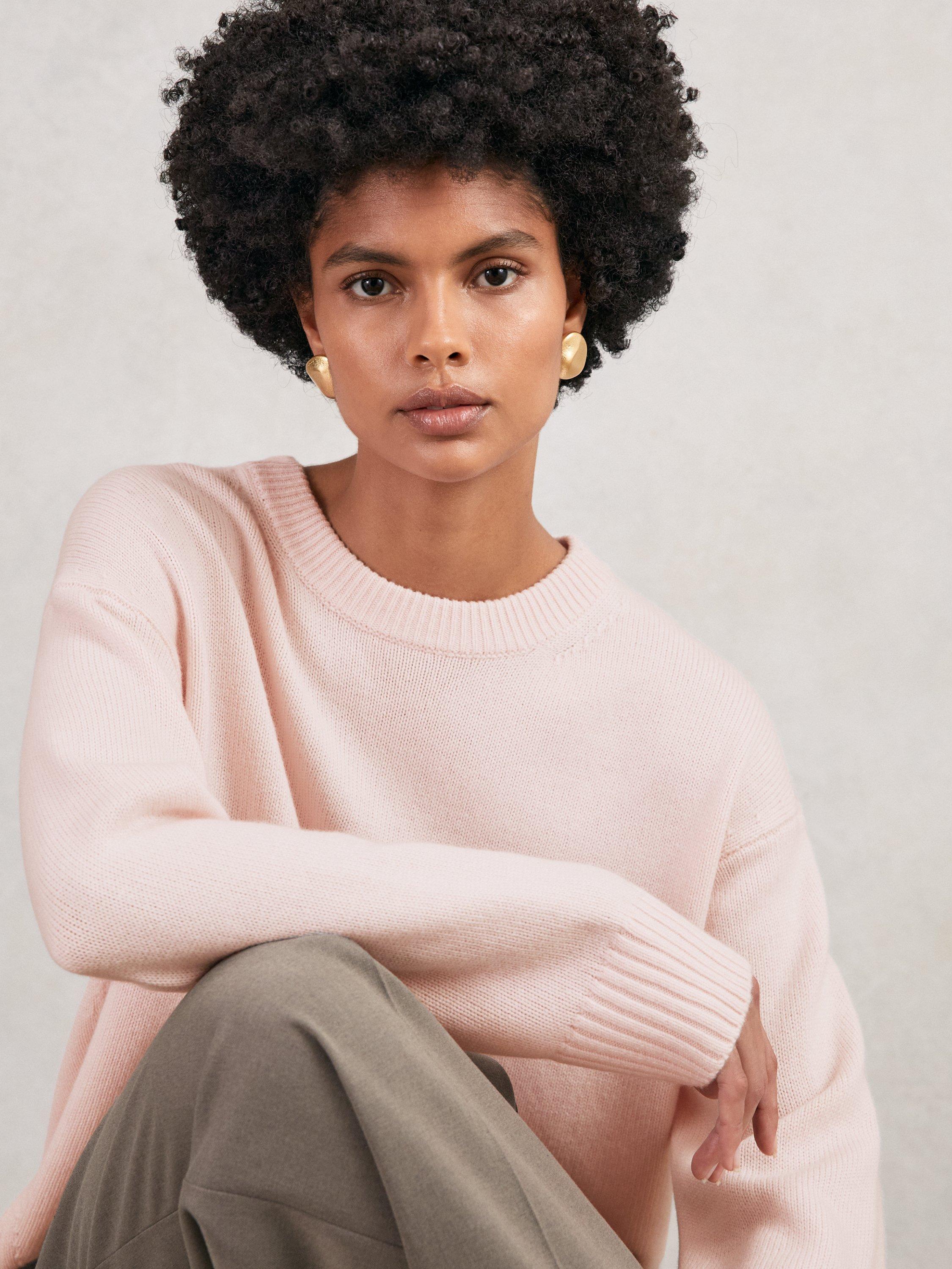 Product image 5 of 5, which shows Reiss Ella Wool Rich Jumper, Pink, XS