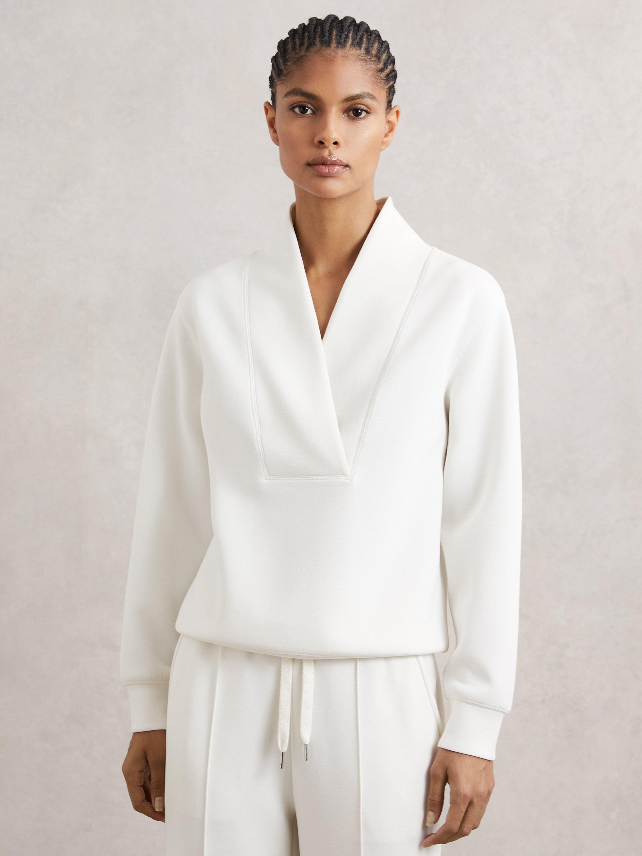 Product image 4 of 5, which shows Reiss Annabel Oversized Long Sleeve Top, Ivory, XS