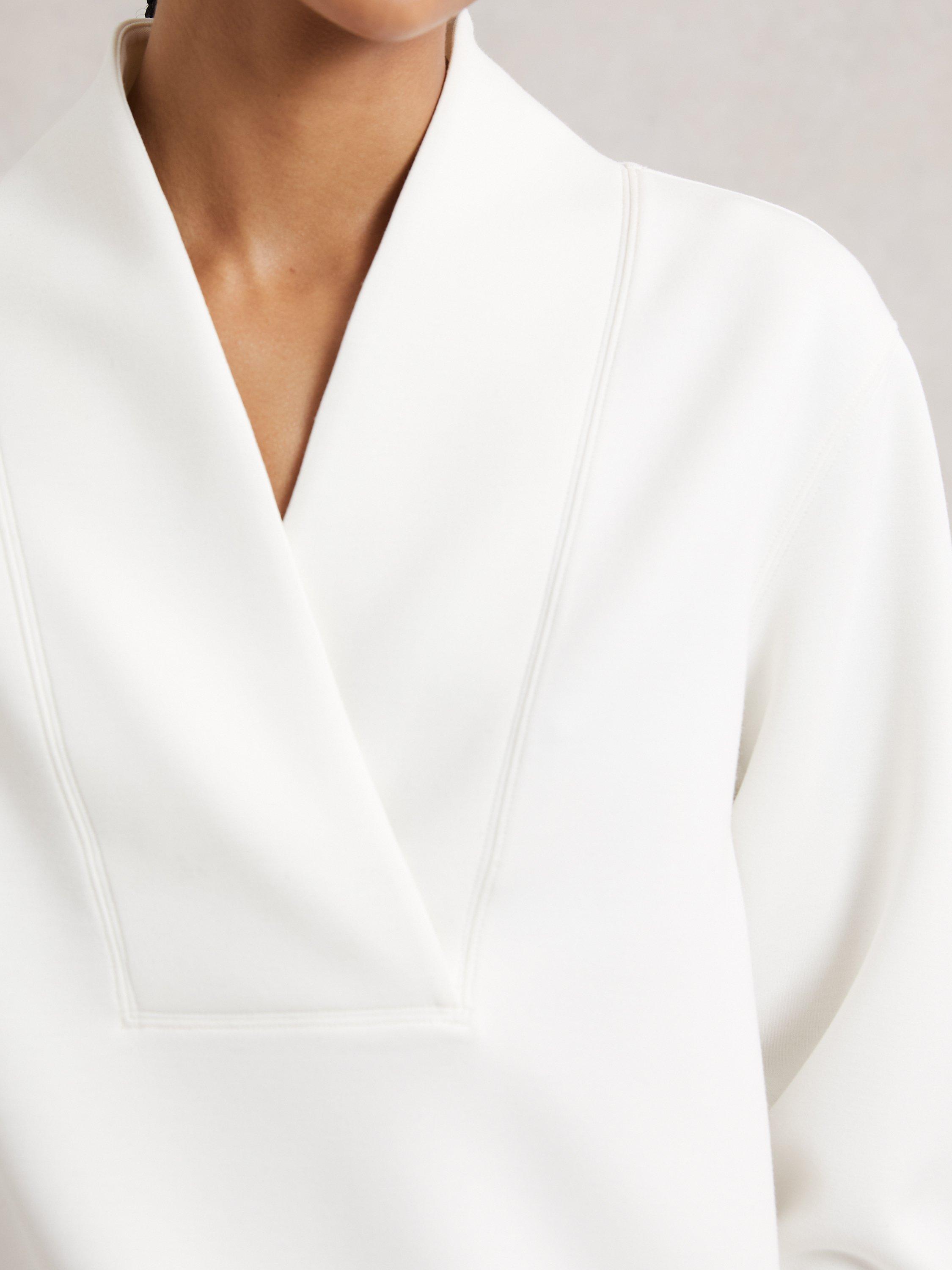 Product image 5 of 5, which shows Reiss Annabel Oversized Long Sleeve Top, Ivory, XS