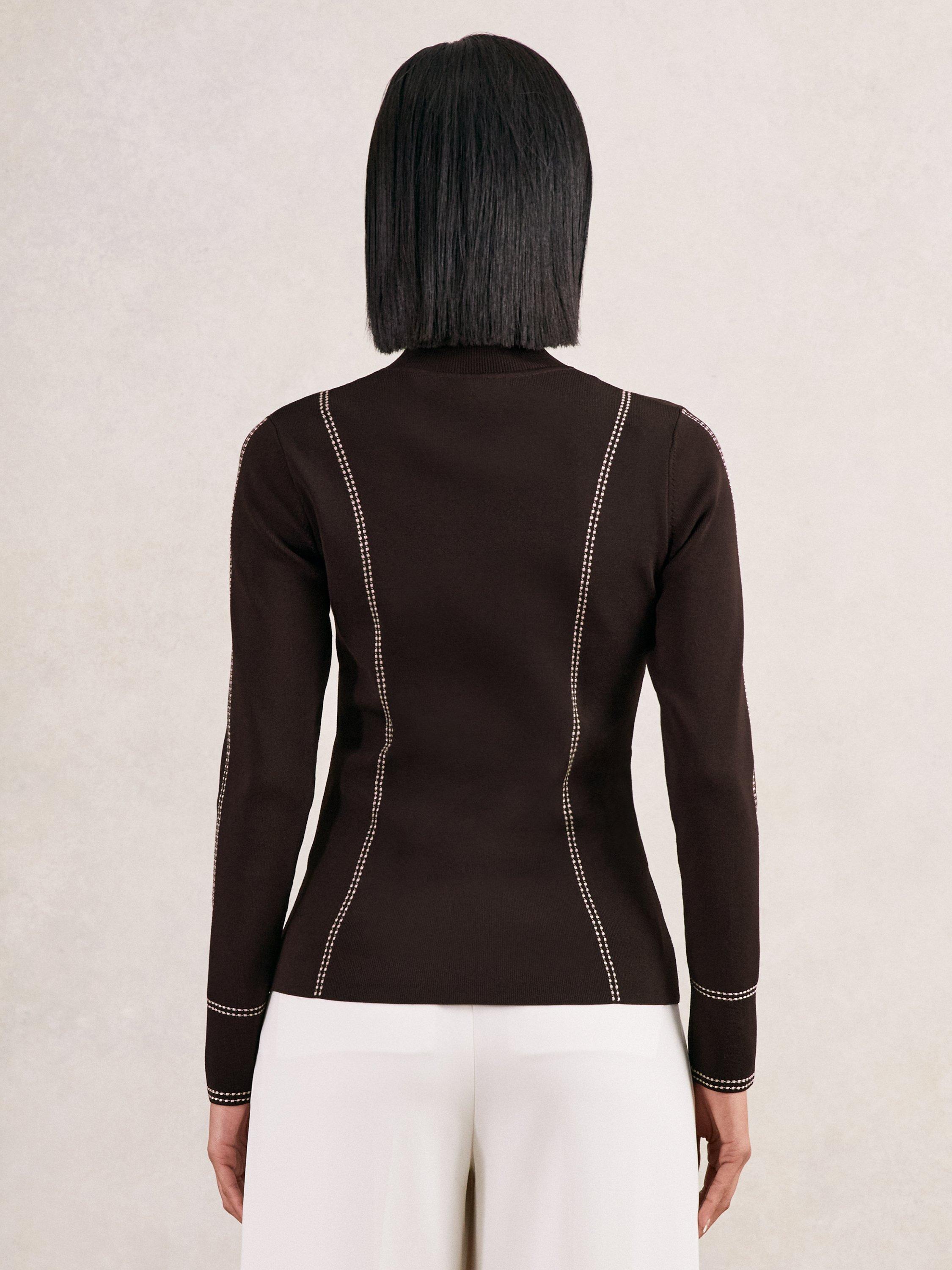 Product image 2 of 5, which shows Reiss Eva Button Detail Top, Burgundy, XS