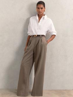 Reiss Poppie Flannel Wide Leg Trousers, Neutral