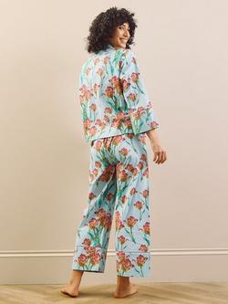Their Nibs Tulips Button Down Long Pyjama Set, Blue - view 2, Blue