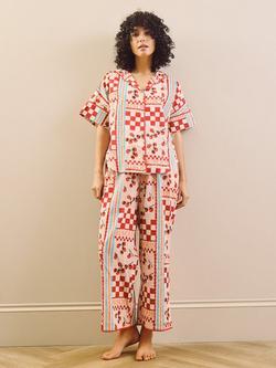 Their Nibs Tomato Kiss Button Down Long Pyjama Set, Pink, Pink